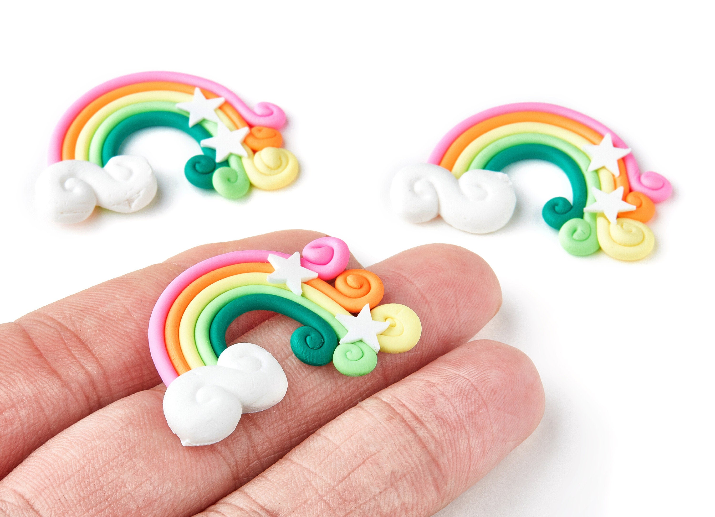 Polymer Clay Charms - Rainbow Cake Topper - Cake Decorations - 37.25x25.48x4.96mm - RC1013A - DOMEDBAZAAR