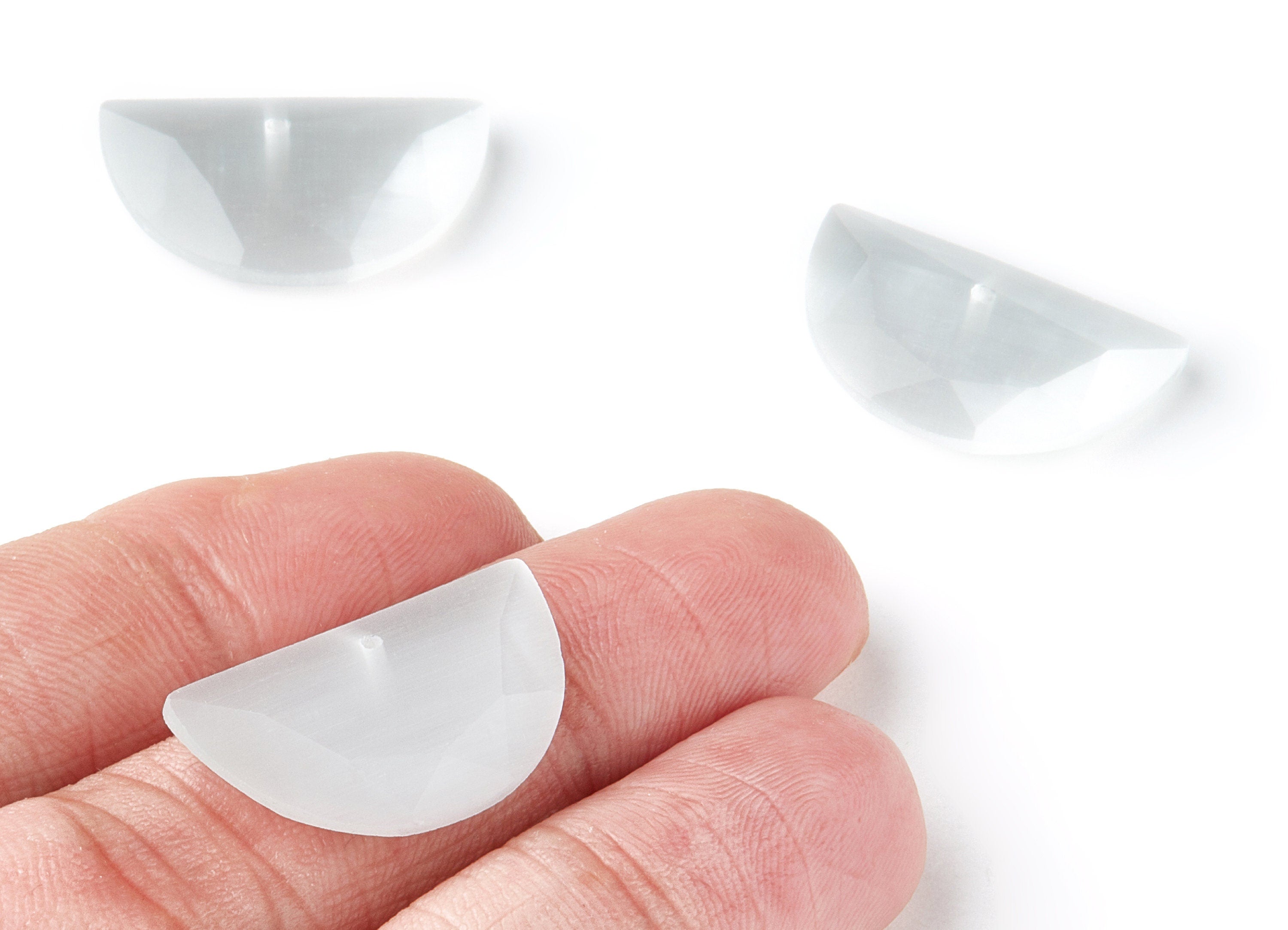 Faceted Glass Stone Earring Charms - Glass Pendants - Semicircle Shaped - 1 Hole - Jewelry Supplies - 24x14x3.7mm - GS1005A - DOMEDBAZAAR