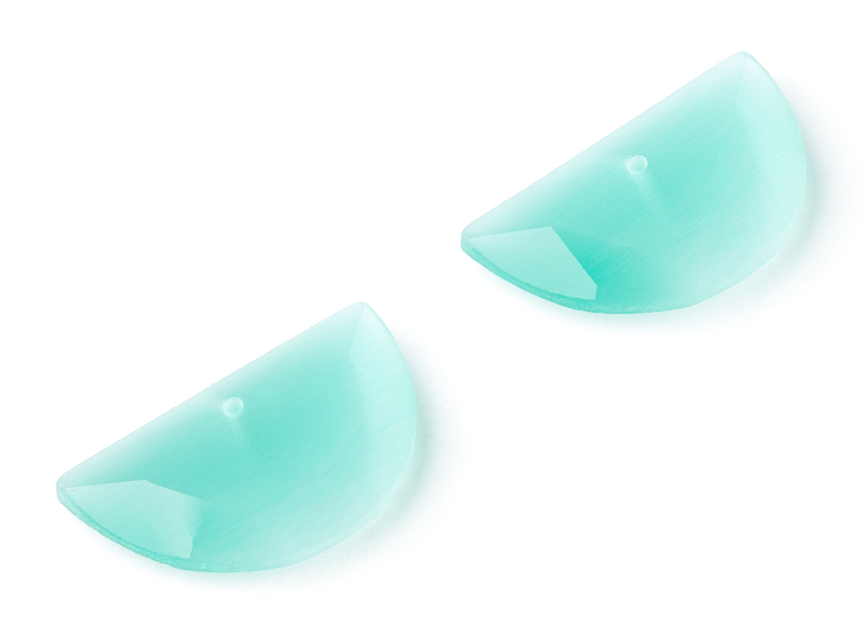 Faceted Glass Stone Earring Charms - Glass Pendants - Semicircle Shaped - 1 Hole - Jewelry Supplies - 24x14x3.7mm - GS1005C - DOMEDBAZAAR