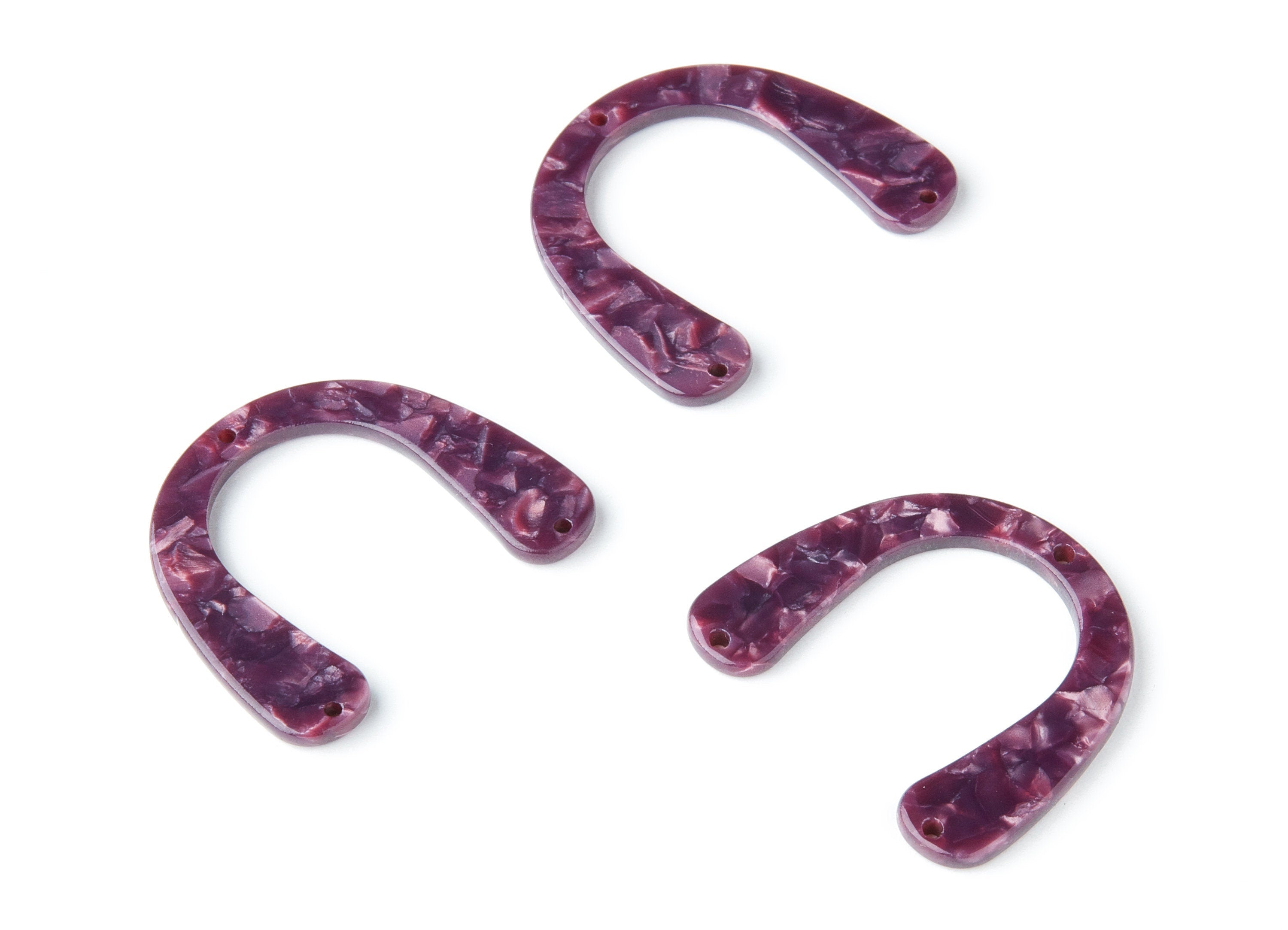 Acetate Acrylic Earring Charms - Tortoise Shell Earrings - U Shaped with 3 Holes - Color Code: A41 - 36x30.5x2.7mm - AC1361D - DOMEDBAZAAR