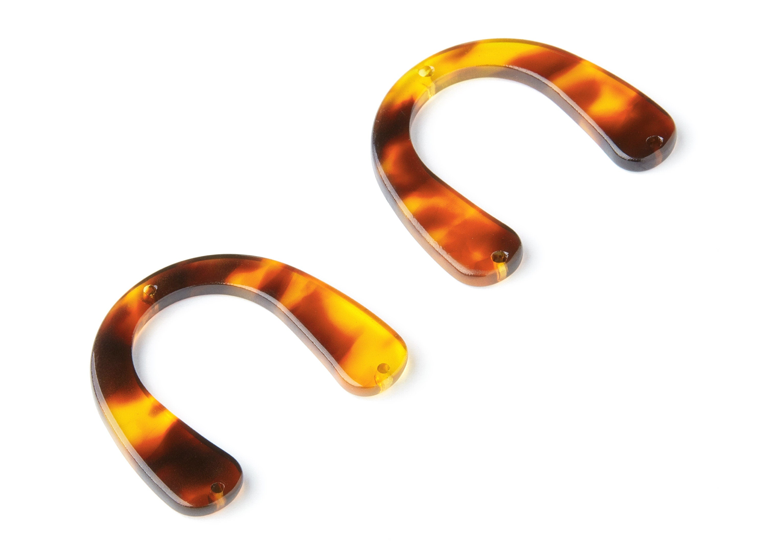Acetate Acrylic Charms - Tortoise Shell Earrings - U Pendant with 3 Holes - Jewelry Supplies - Color Code: A05 - 36x30.5x2.7mm - AC1361E - DOMEDBAZAAR