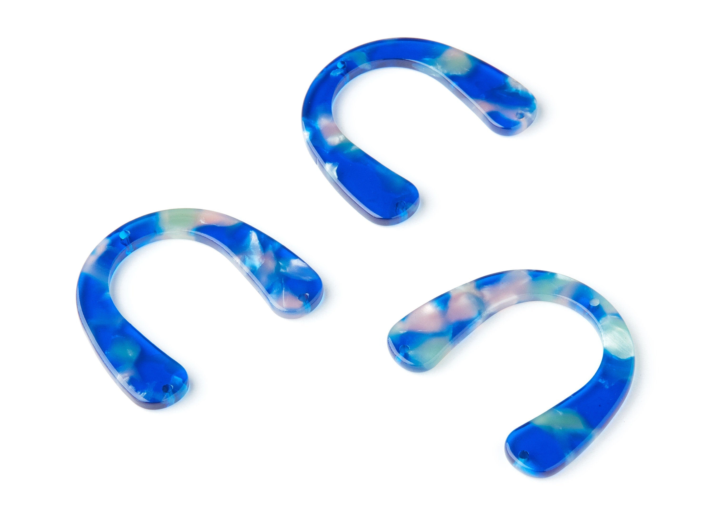 Acetate U Earring Charms - U Pendant With 3 Holes - Earring Findings - Jewelry Supplies - Color Code: A37 - 36x30.5x2.7mm - AC1361H - DOMEDBAZAAR