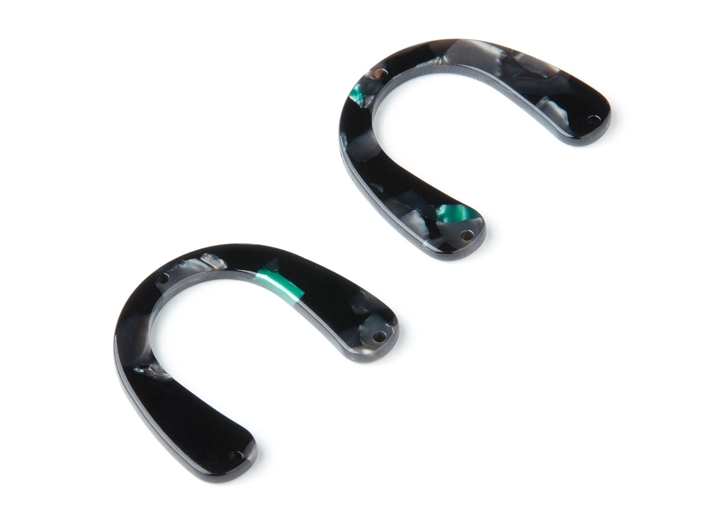 Acetate U Earring Charms - U Shaped Pendant With 3 Holes - Earring Findings - Jewelry Supplies - Color Code: A49 - 36x30.5x2.7mm - AC1361O - DOMEDBAZAAR