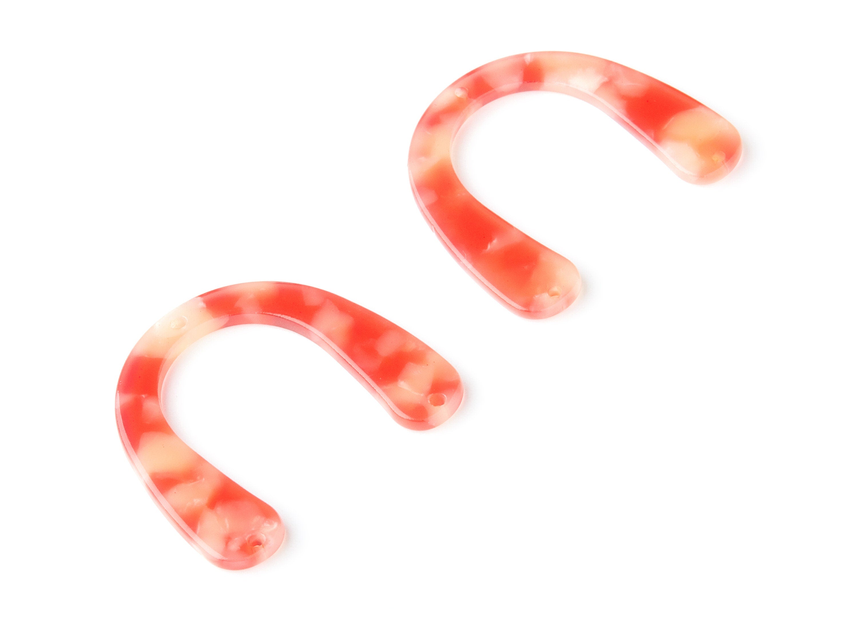 Acetate U Earring Charms - U Pendant With 3 Holes - Earring Findings - Jewelry Supplies - Color Code: A34 - 36x30.5x2.7mm - AC1361P - DOMEDBAZAAR