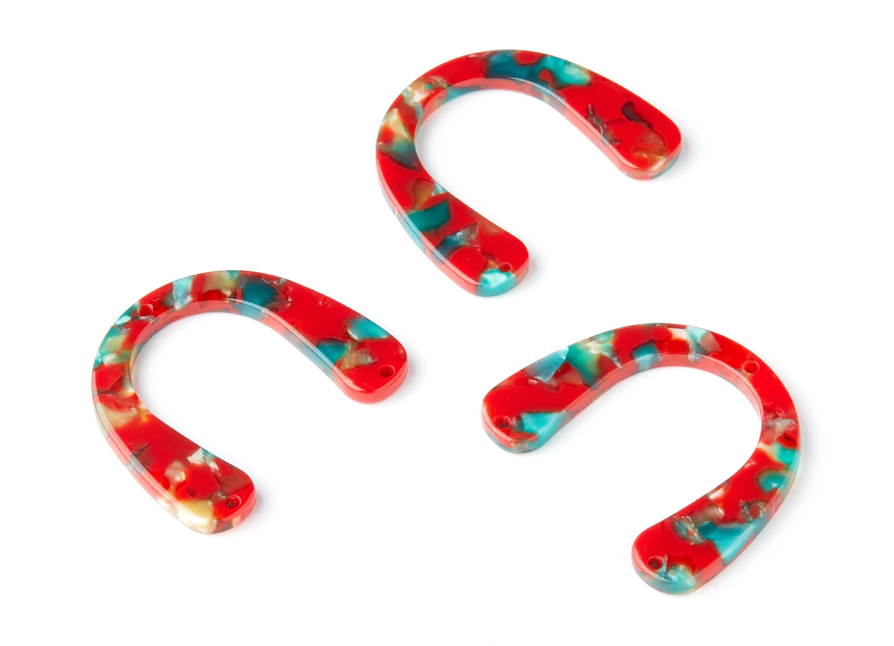 Acetate U Earring Charms - U Pendant With 3 Holes - Earring Findings - Jewelry Supplies - Color Code: A46 - 36x30.5x2.7mm - AC1361V - DOMEDBAZAAR