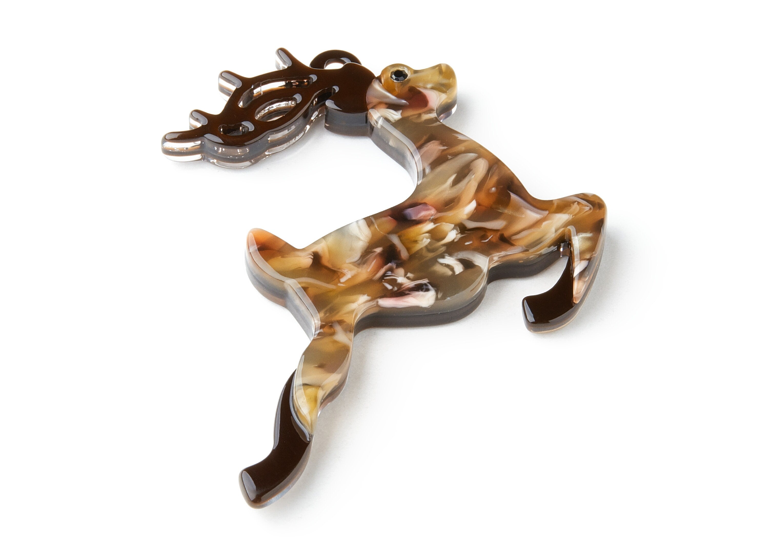 Acrylic Celluloid Acetate Charm - Deer Shaped Keychain Pendant - Very Nice KeyChain Charms - 64x55x5.6mm - AC1408 - DOMEDBAZAAR