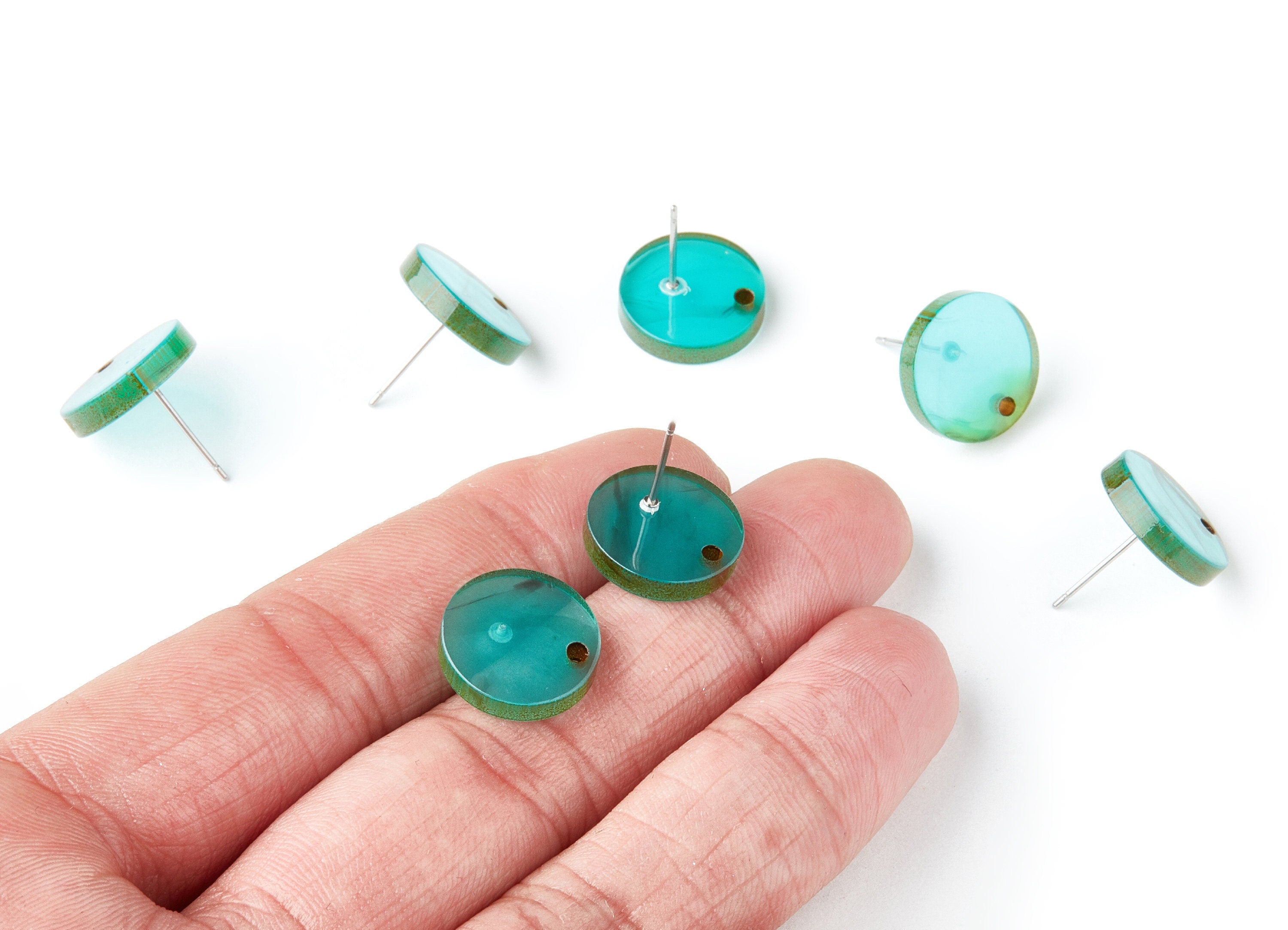 Acetate Round Earring Post - Acetate Round Earring Stud - Earring Stud Findings - Color Code: A235 - 14.6x14.6x2.28mm - AC1385B - DOMEDBAZAAR