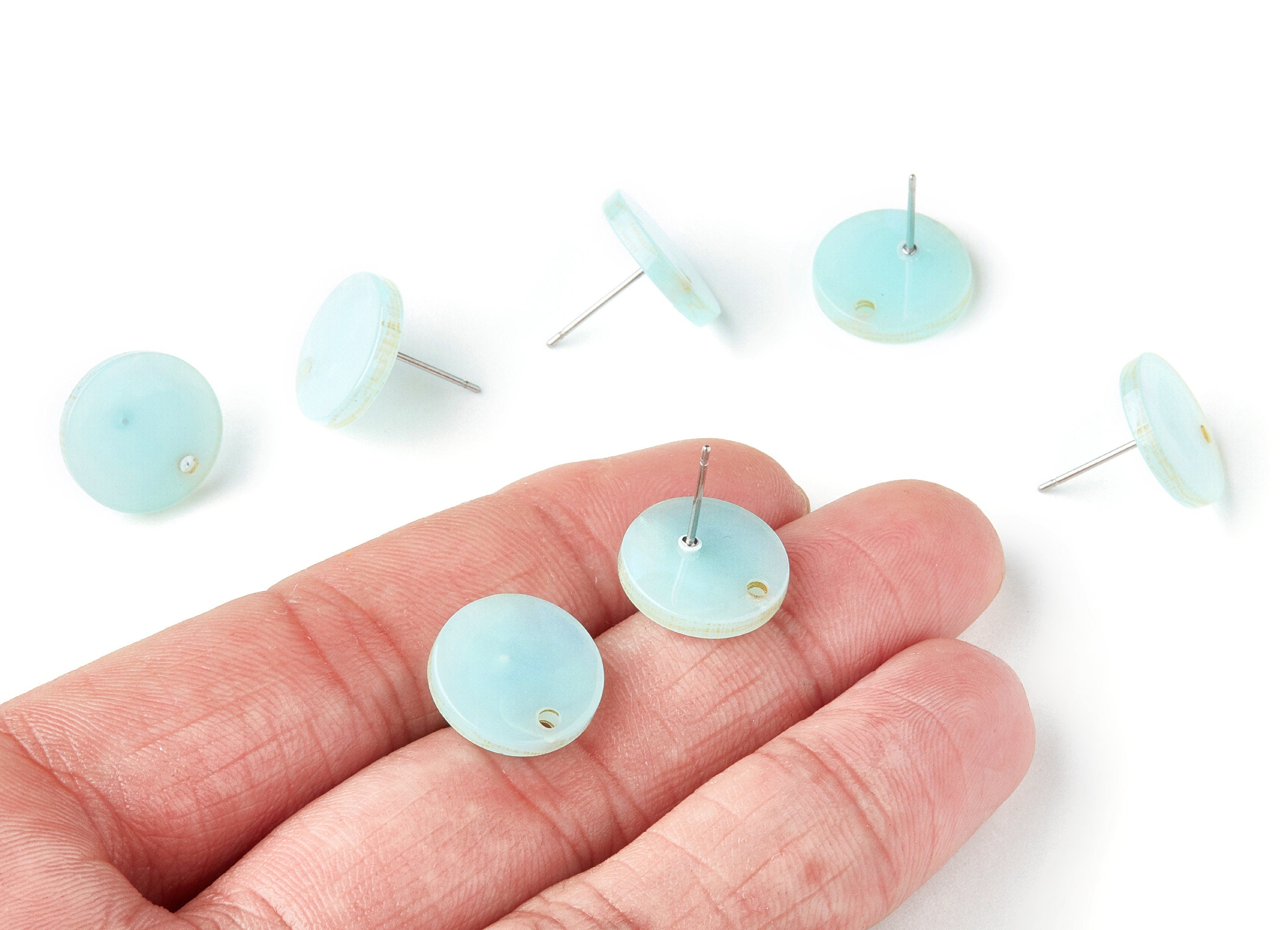 Acetate Round Earring Post - Acetate Round Earring Stud - Earring Stud Findings - Color Code: A236 - 14.6x14.6x2.28mm - AC1385C - DOMEDBAZAAR