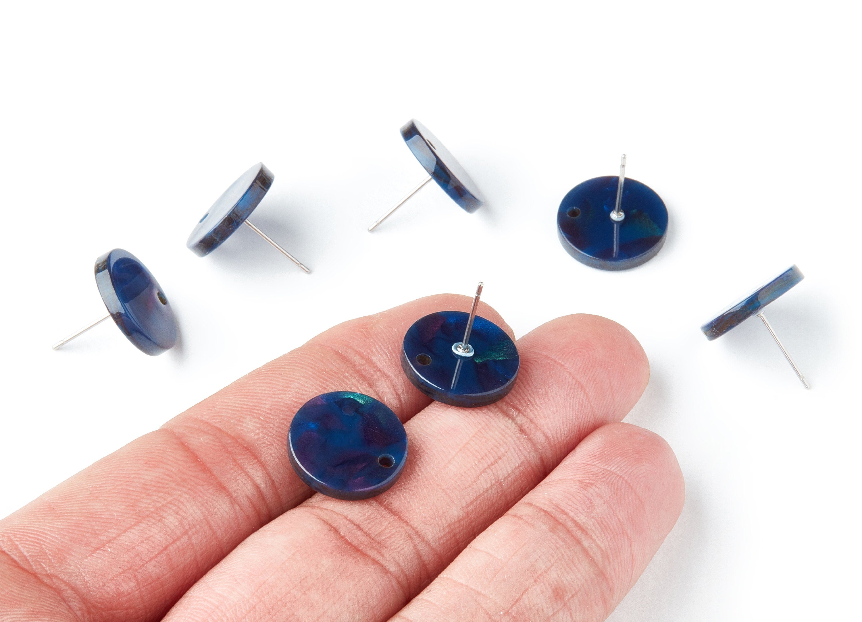 Acetate Round Earring Post - Acetate Round Earring Stud - Earring Stud Findings - Color Code: A236 - 14.6x14.6x2.28mm - AC1385D - DOMEDBAZAAR