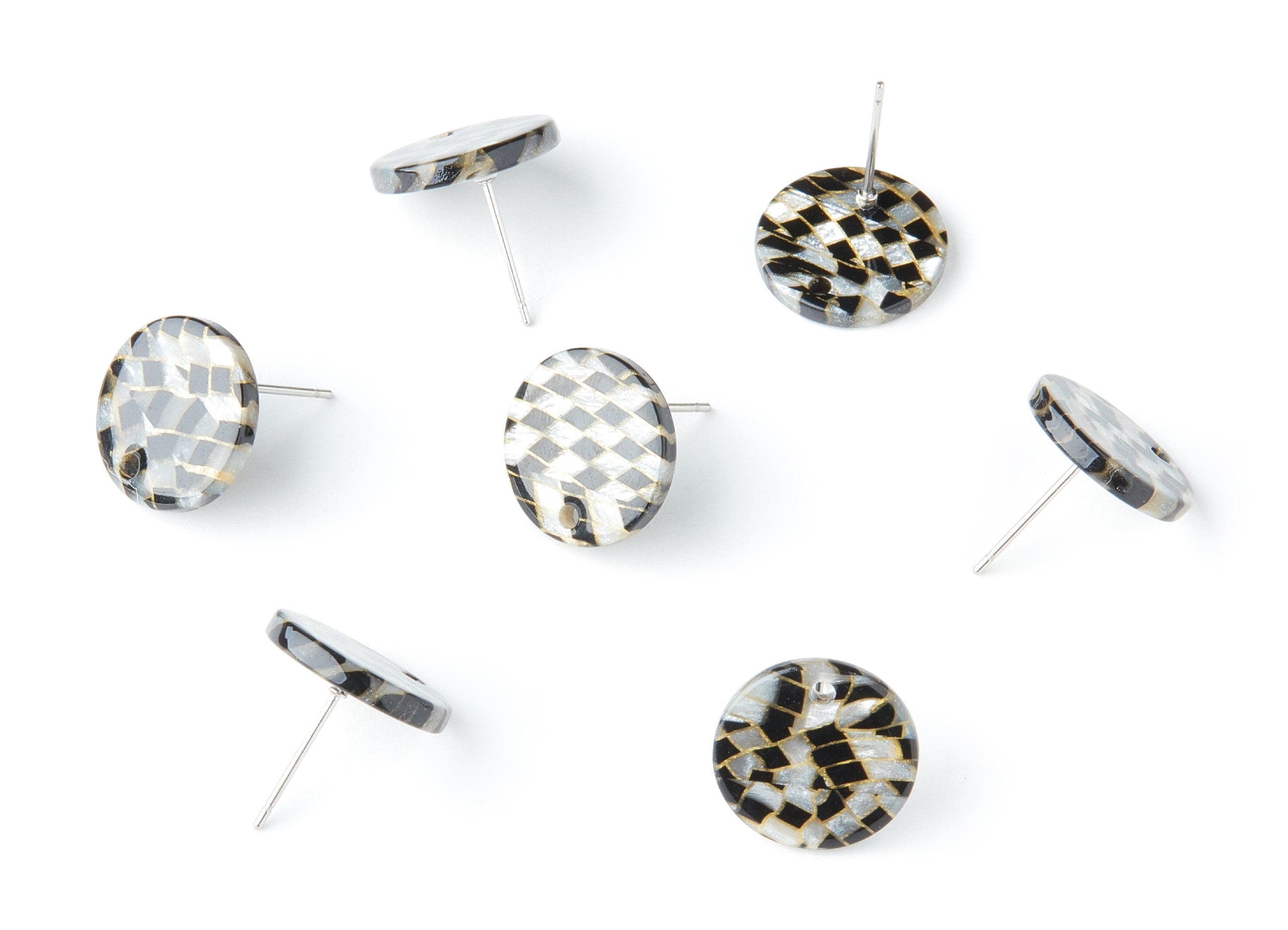 Acetate Round Earring Post - Acetate Round Earring Stud - Earring Stud Findings - Color Code: A239 - 14.6x14.6x2.28mm - AC1385E - DOMEDBAZAAR