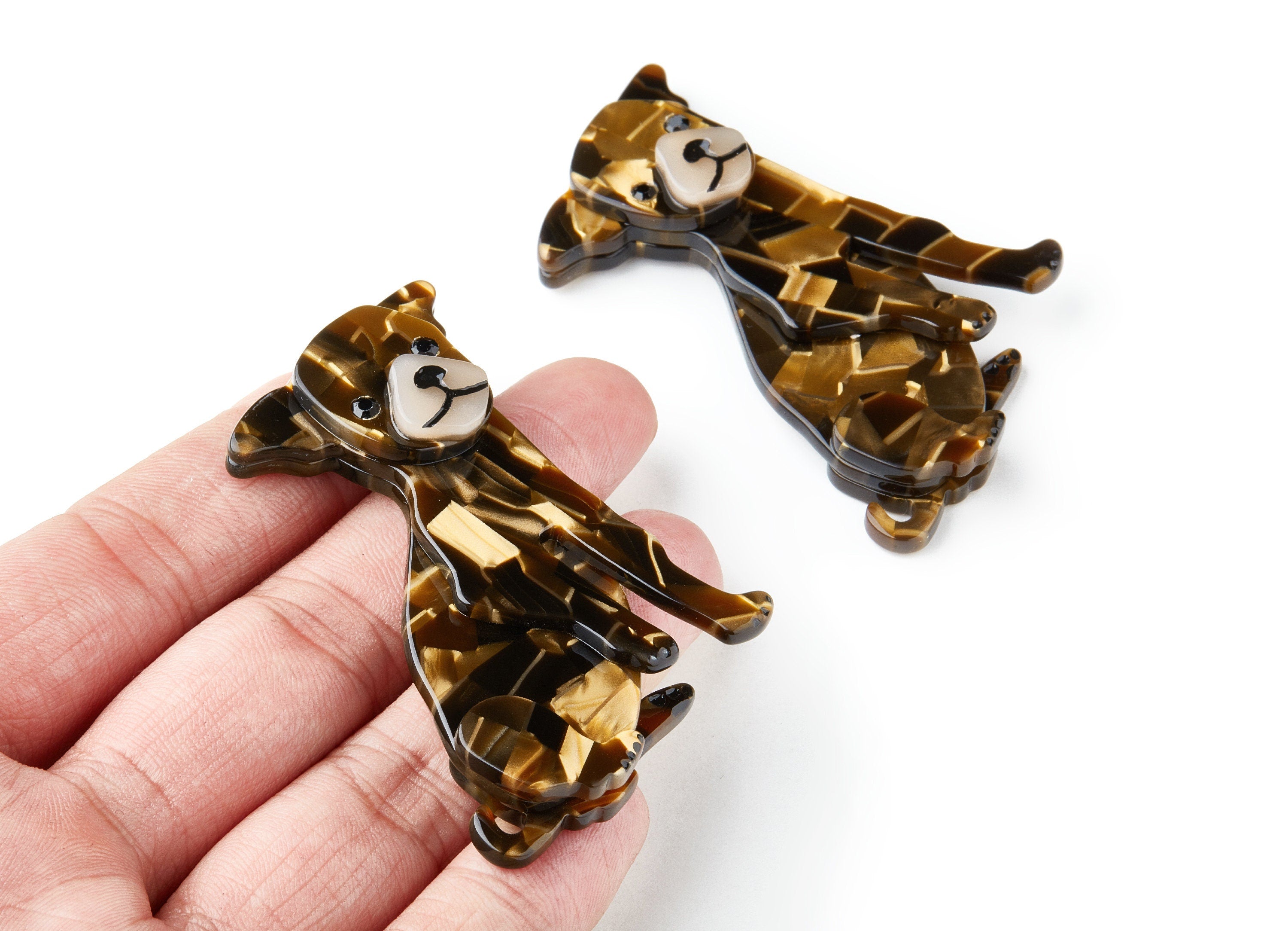 Cellulose Acetate Brooch - Acrylic Celluloid Acetate Charm - Dog Shaped Pendant - Very Nice Charms - 60x43x10.9mm - AC1403 - DOMEDBAZAAR