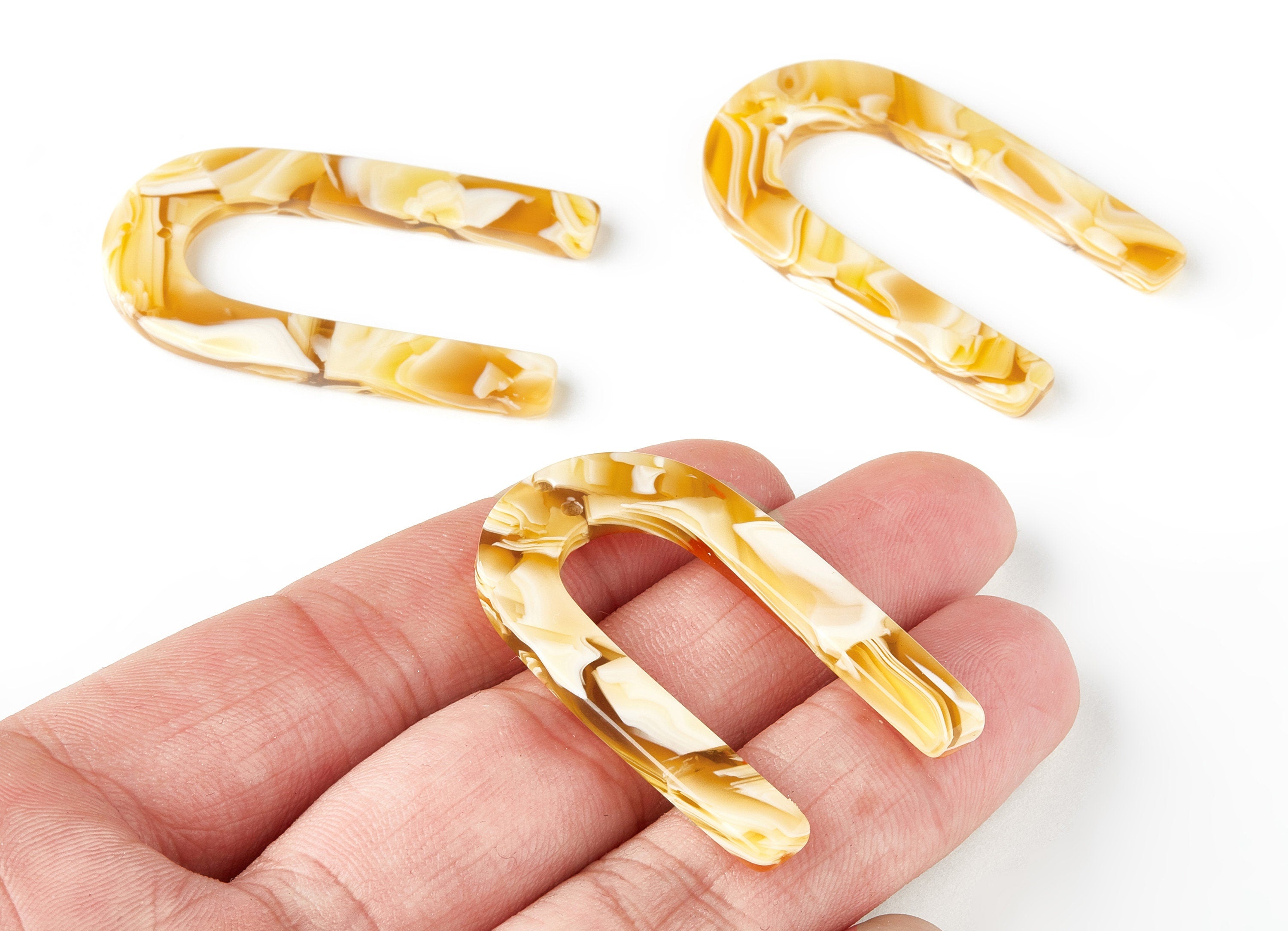 Acetate U Earring Charms - U Pendant - 2 Holes - Earring Findings - Jewelry Supplies - Color Code: A188 - 44.39x26.52x2.55mm - AC1478-A188 - DOMEDBAZAAR