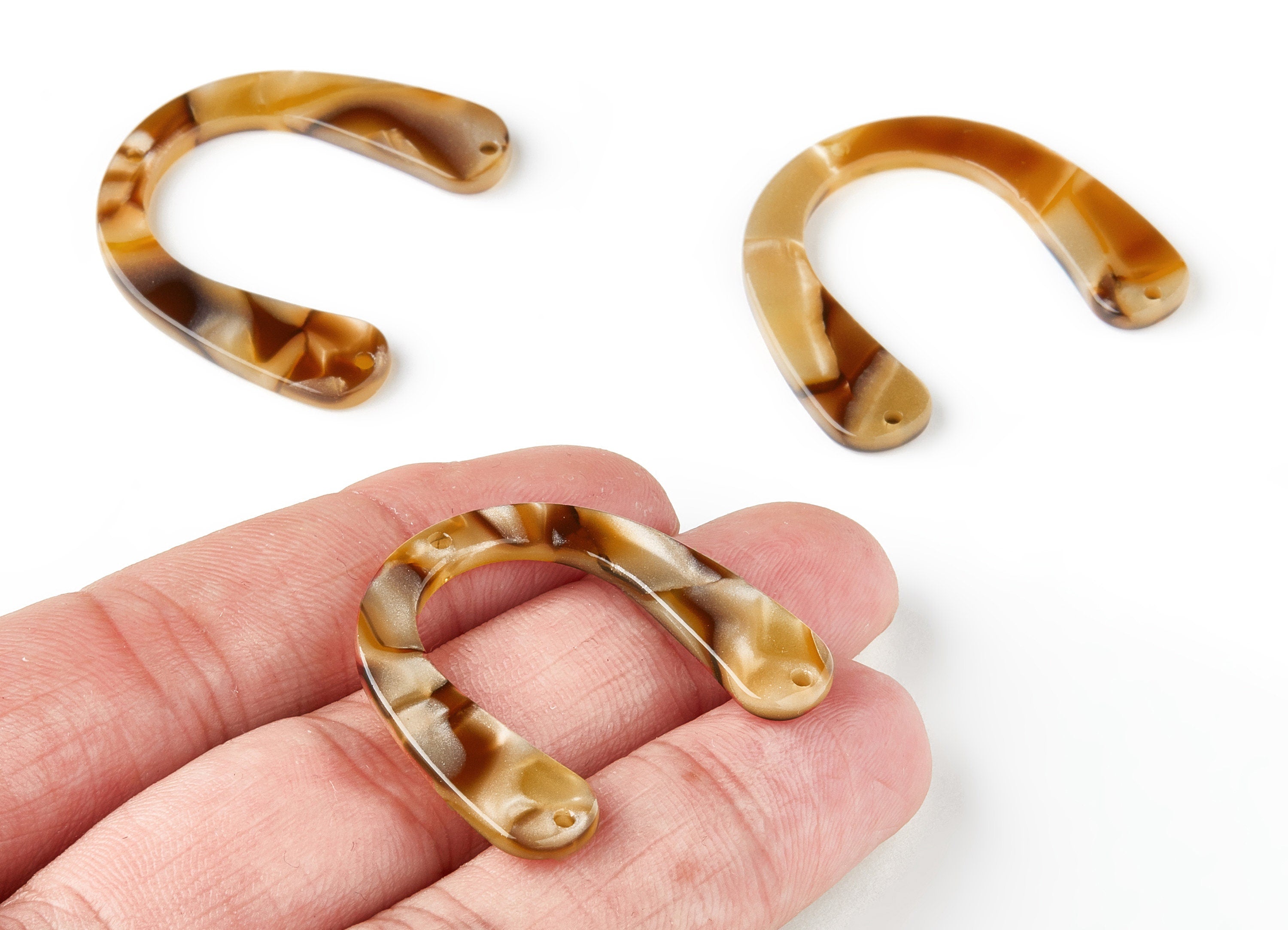 Acetate U Earring Connectors - U Pendant - 3 Holes - Earring Findings - Jewelry Supplies - Color Code: A160 - 30.4x36.67x2.6mm - AC1466-A160 - DOMEDBAZAAR