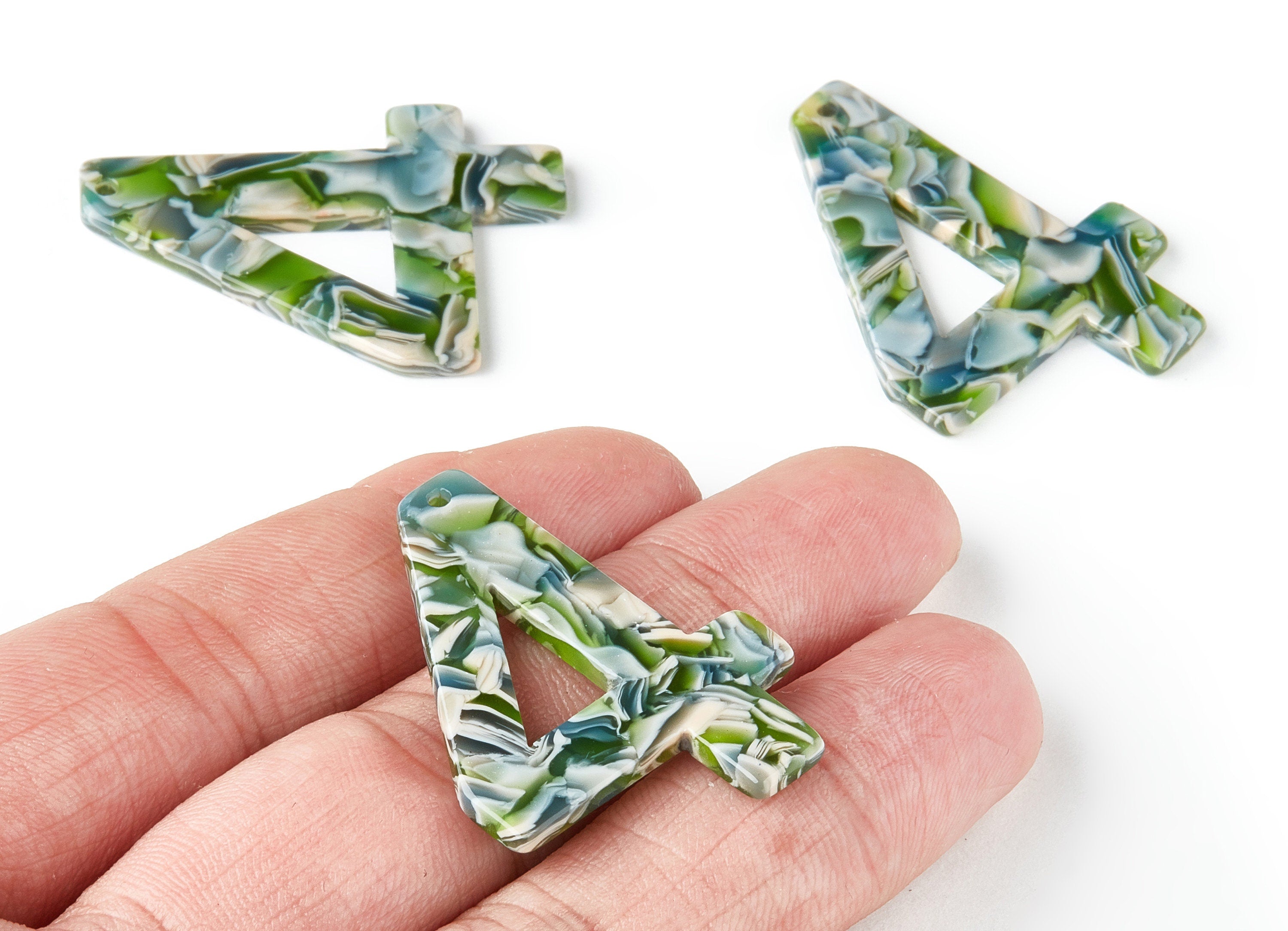 Acetate Number 4 Earring Charms - Number 4 Pendant - Earring Findings - Jewelry Supplies - Color Code:A173 - 38.93x28.06x2.5mm - AC1461-A173 - DOMEDBAZAAR