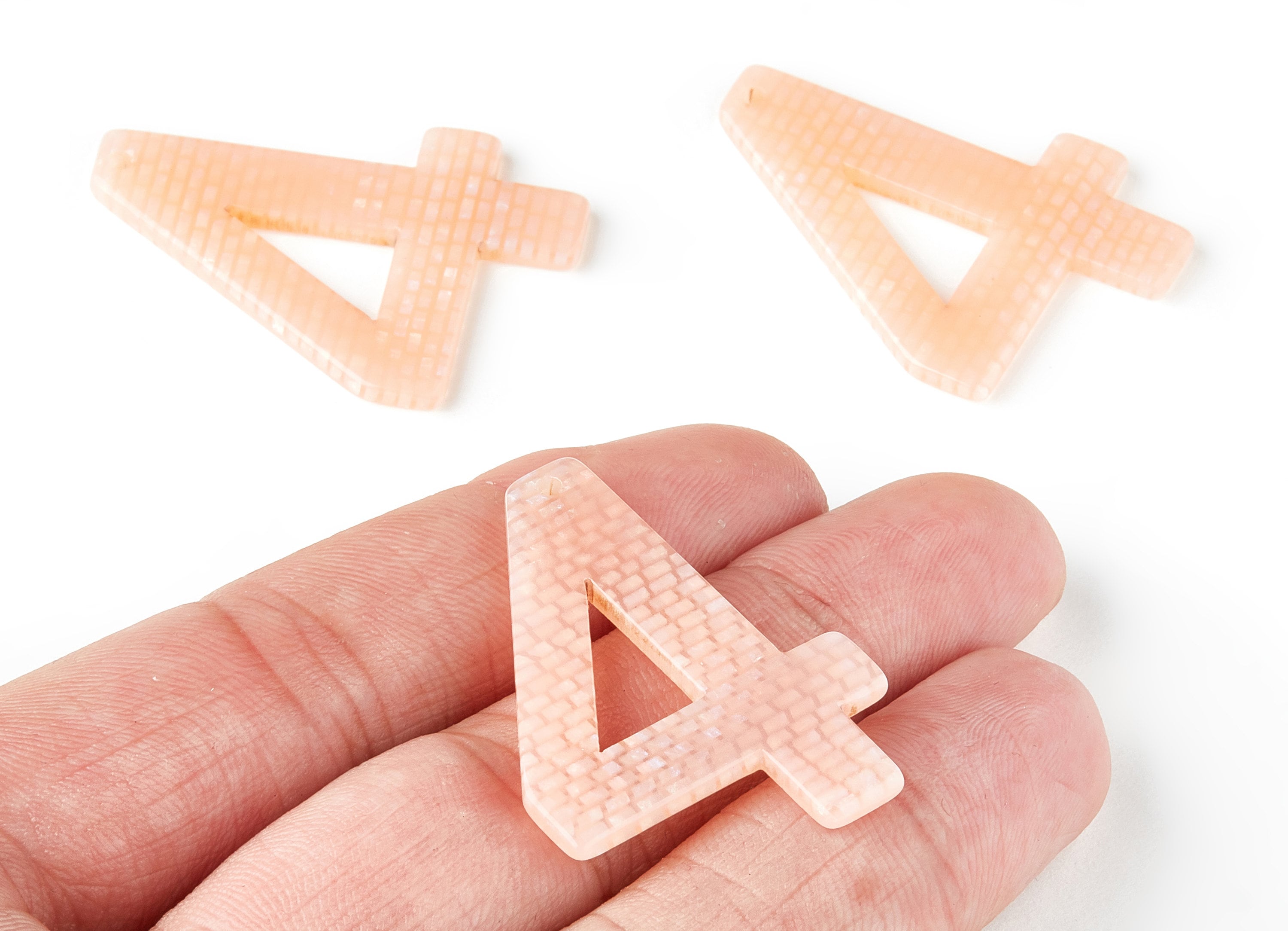 Acetate Number 4 Earring Charms - Number 4 Pendant - Earring Findings - Jewelry Supplies - Color Code: A174 - 38.9x28.1x2.26mm - AC1461-A174 - DOMEDBAZAAR