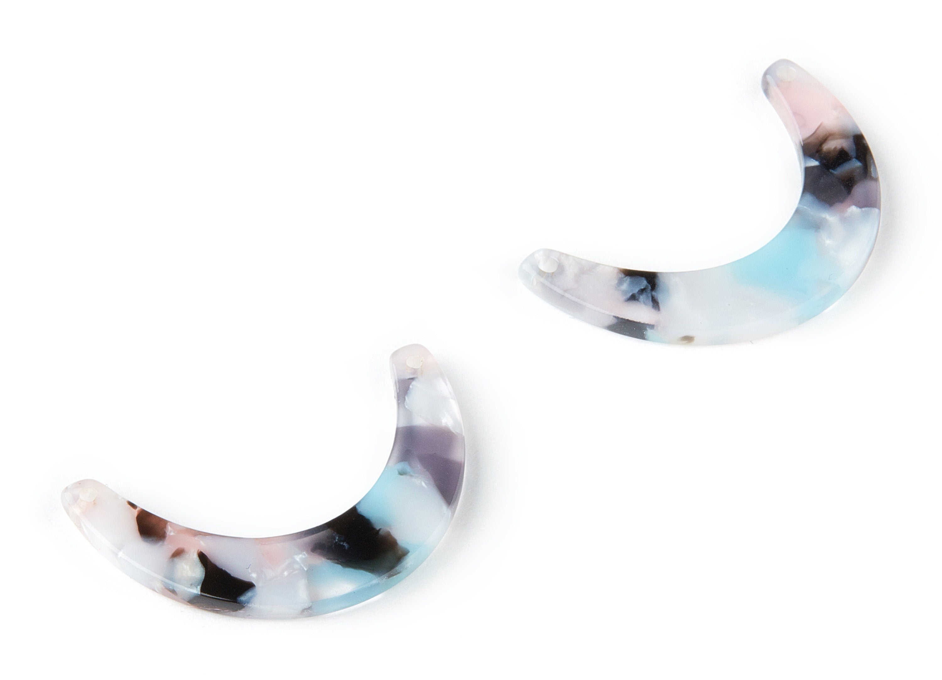 Acetate Moon Connector - 2 Holes - Moon Earrings and Pendant - Earring Findings - Color Code:A198- 31.83x7.2x2.53mm - AC1507-A198 - DOMEDBAZAAR