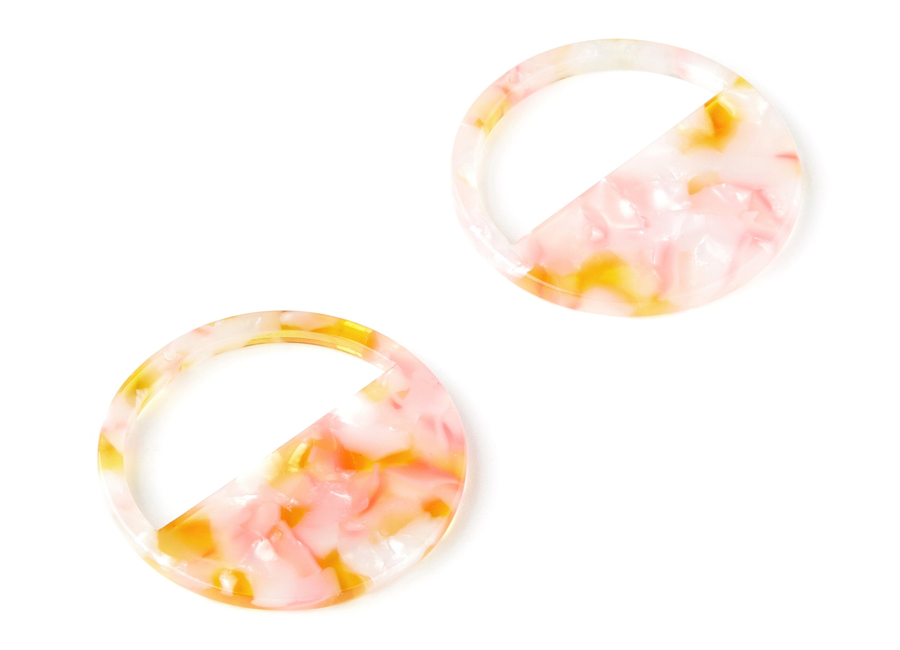 Acetate Round Earring Charms - Acrylic Circle Pendant - Jewelry Supplies - Color Code: A204 - 34.42x34.42x2.61mm - AC1498-A204 - DOMEDBAZAAR