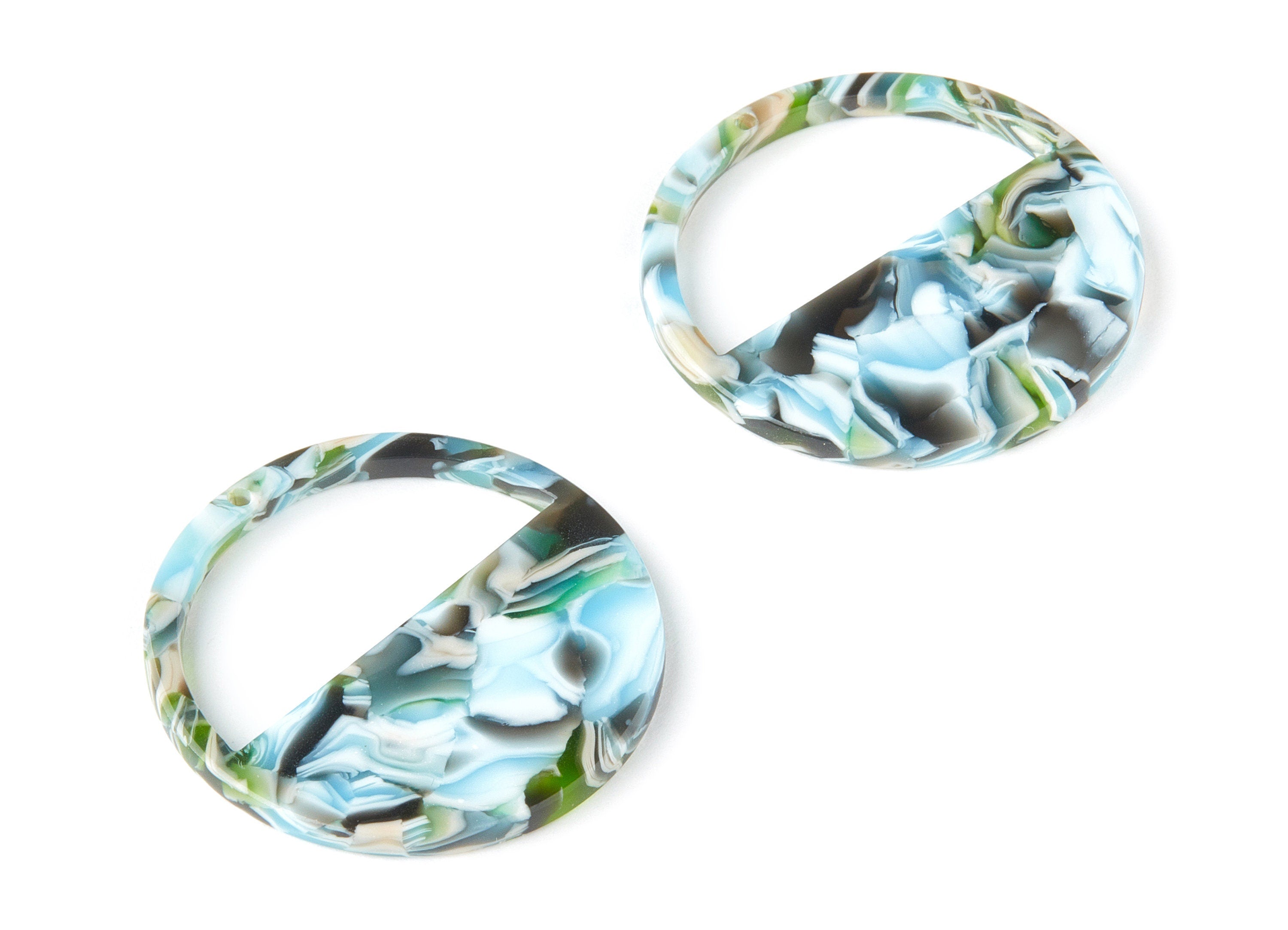 Acetate Round Earring Charms - Circle Pendant - Earring Findings - Jewelry Supplies - Color Code: A205 - 34.42x34.42x2.61mm - AC1498-A205 - DOMEDBAZAAR