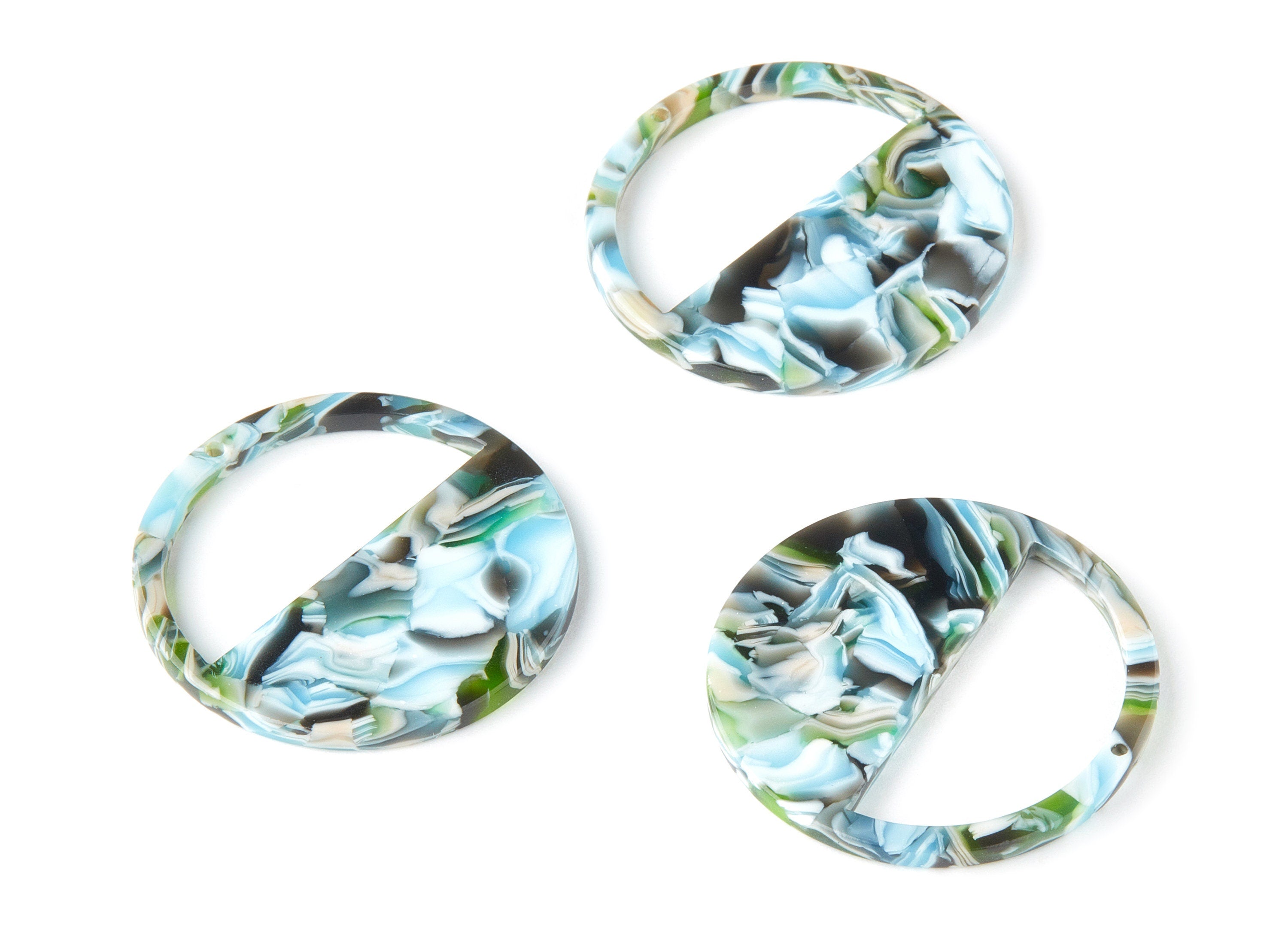 Acetate Round Earring Charms - Circle Pendant - Earring Findings - Jewelry Supplies - Color Code: A205 - 34.42x34.42x2.61mm - AC1498-A205 - DOMEDBAZAAR