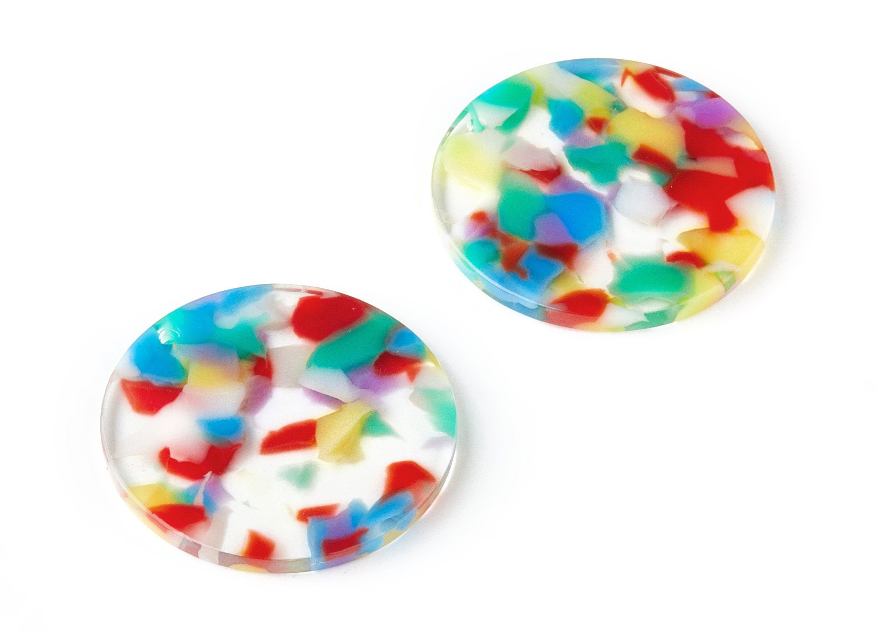 Acetate Round Charms - Round Earrings and Pendant - Earring Findings - Jewelry Supplys - Color Code: A215 - 29.76x29.76x2.56mm - AC1515-A215 - DOMEDBAZAAR