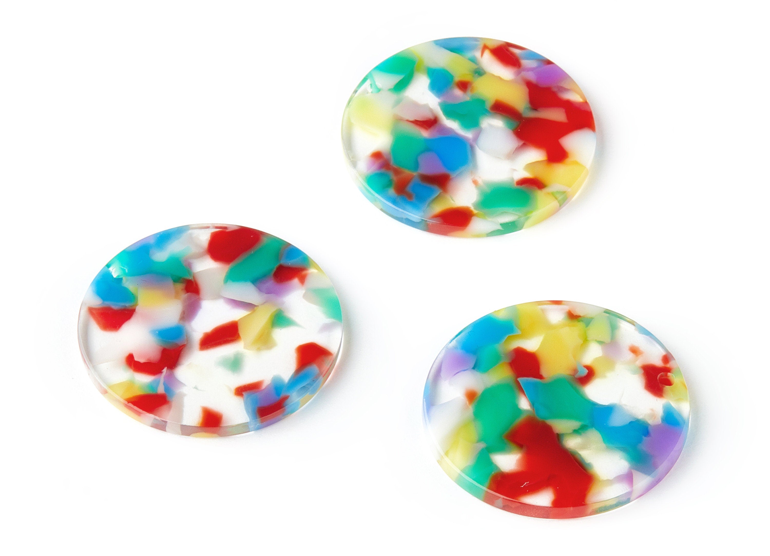 Acetate Round Charms - Round Earrings and Pendant - Earring Findings - Jewelry Supplys - Color Code: A215 - 29.76x29.76x2.56mm - AC1515-A215 - DOMEDBAZAAR