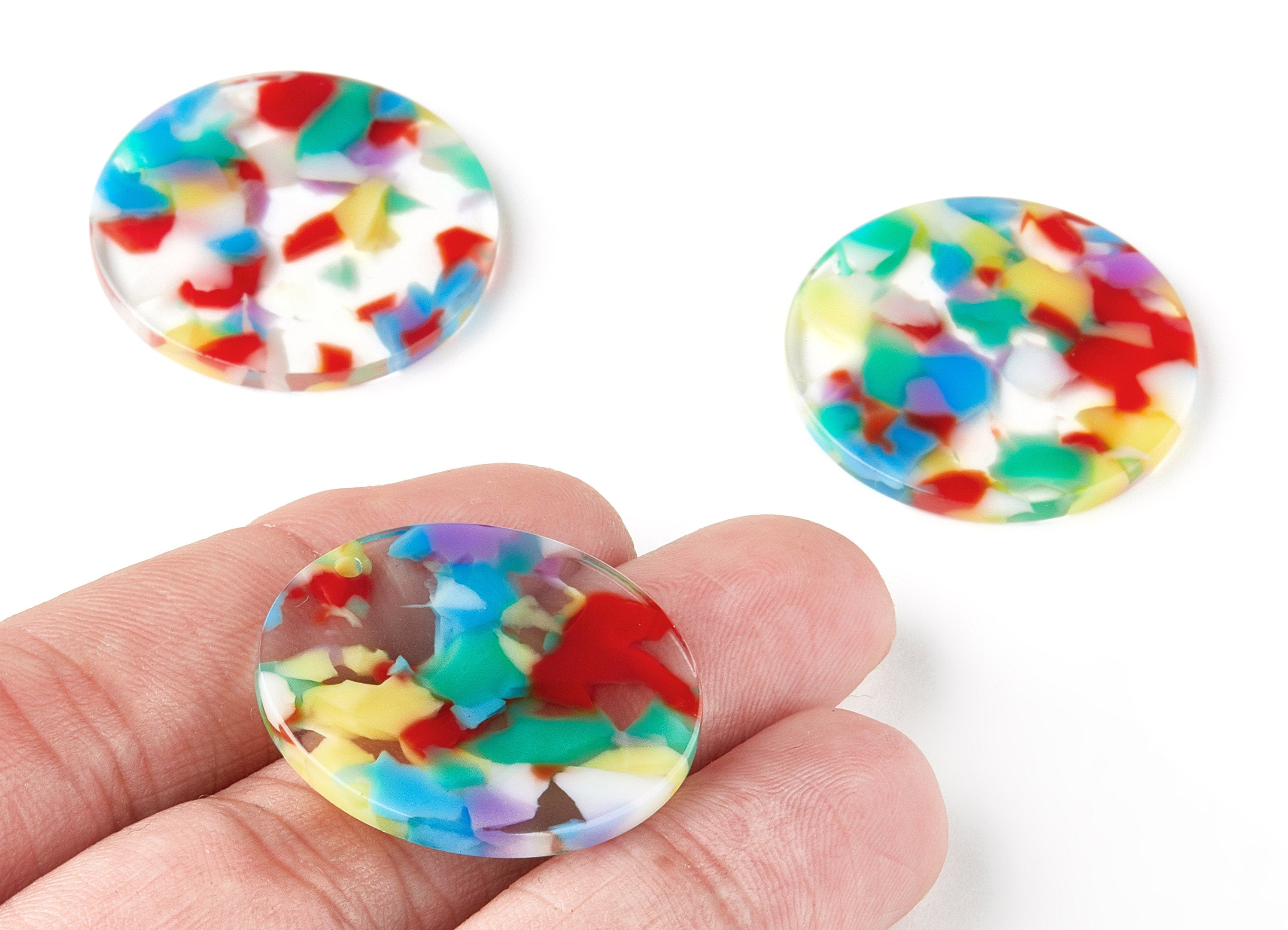 Acetate Round Charms - Round Earrings and Pendant - Earring Findings - Jewelry Supplys - Color Code: A215 - 29.76x29.76x2.56mm - AC1515-A215 - DOMEDBAZAAR