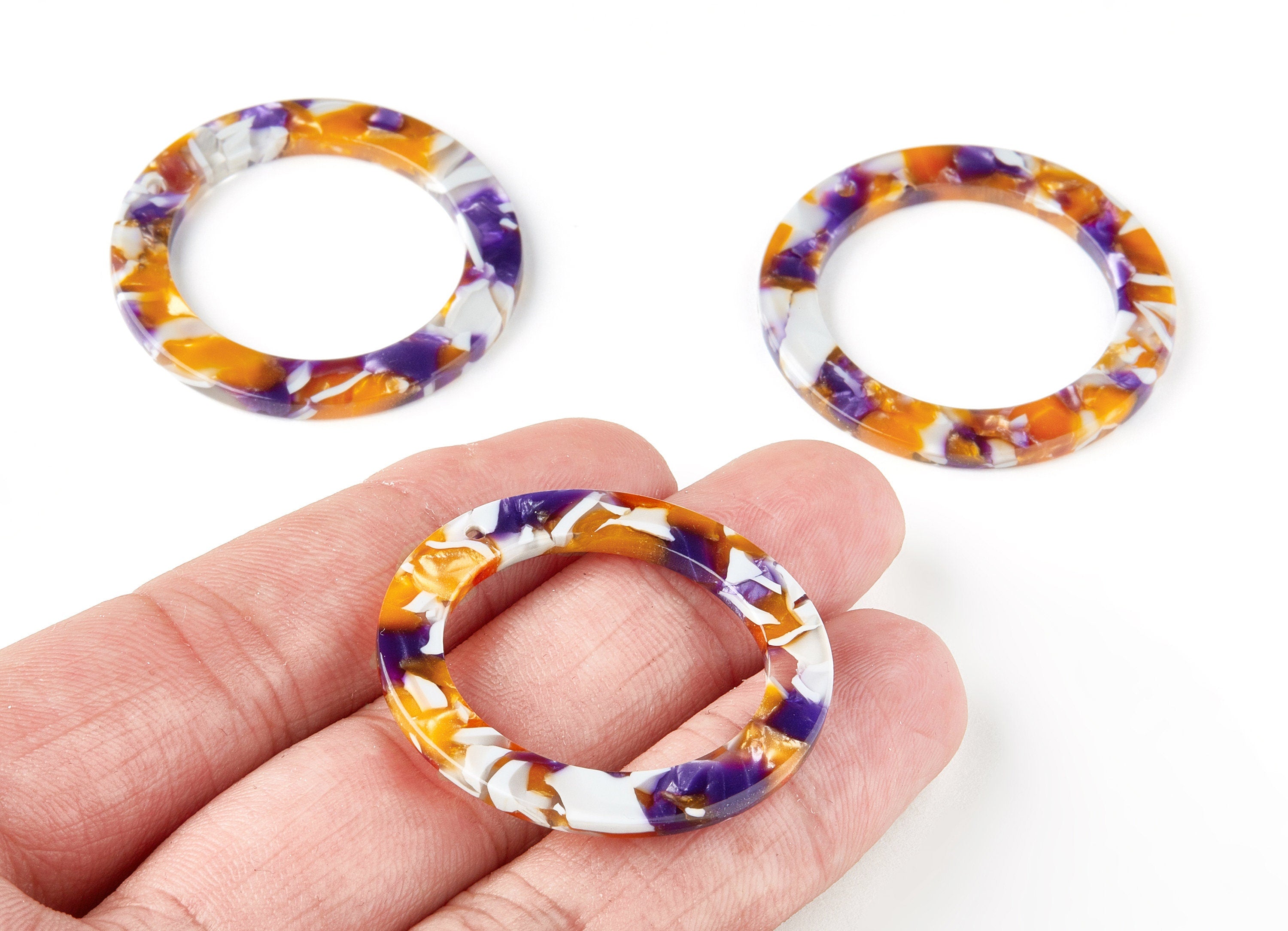 Acetate Round Earring Charms - Circle Pendant - Earring Findings - Jewelry Supplies - Color Code: A186 - 36.59x36.59x2.58mm - AC1484-A186 - DOMEDBAZAAR