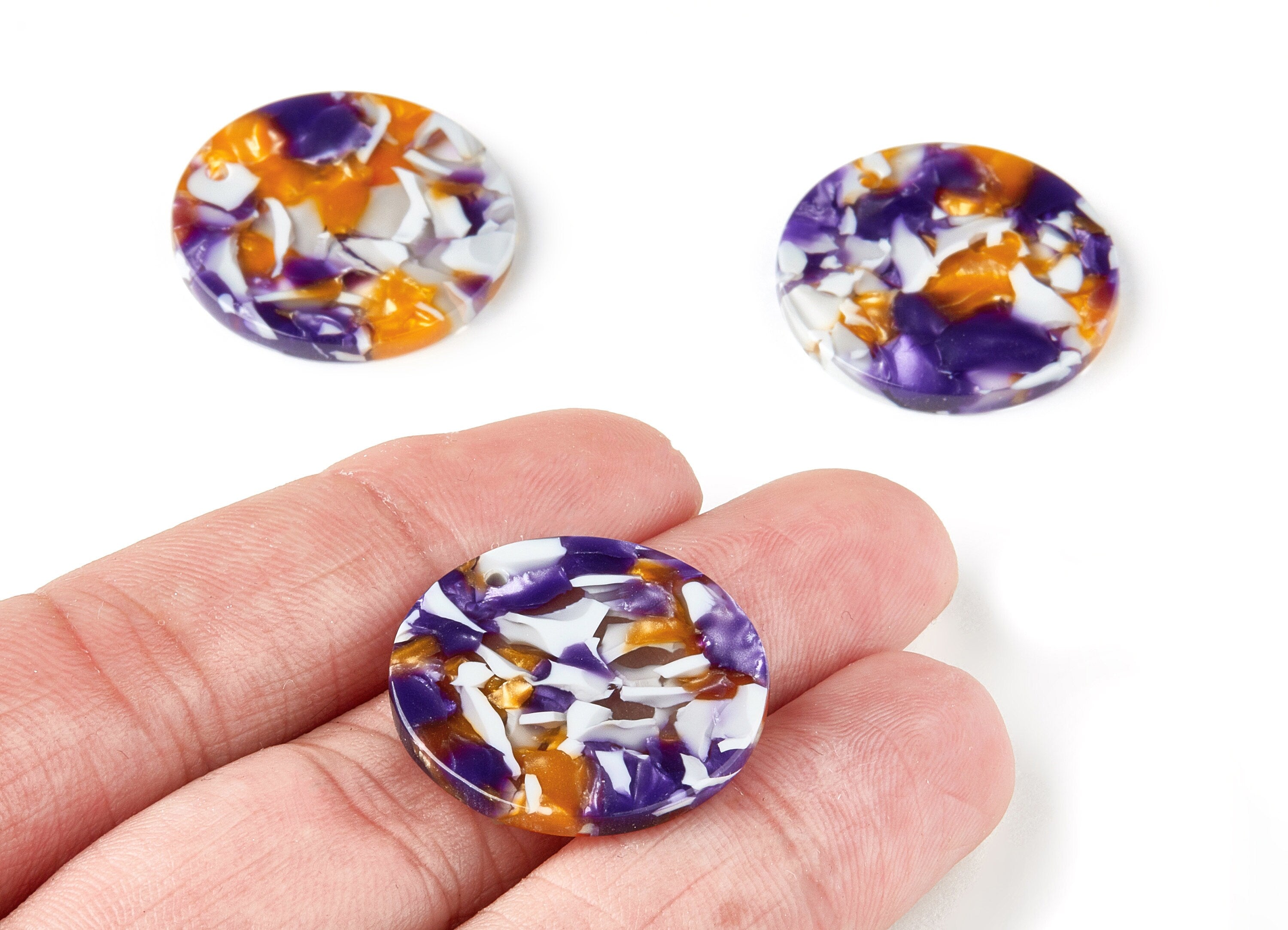 Acetate Round Earring Charms - Circle Pendant - Earring Findings - Jewelry Supplies - Color Code: A186 - 25.58x25.58x2.5mm - AC1485-A186 - DOMEDBAZAAR