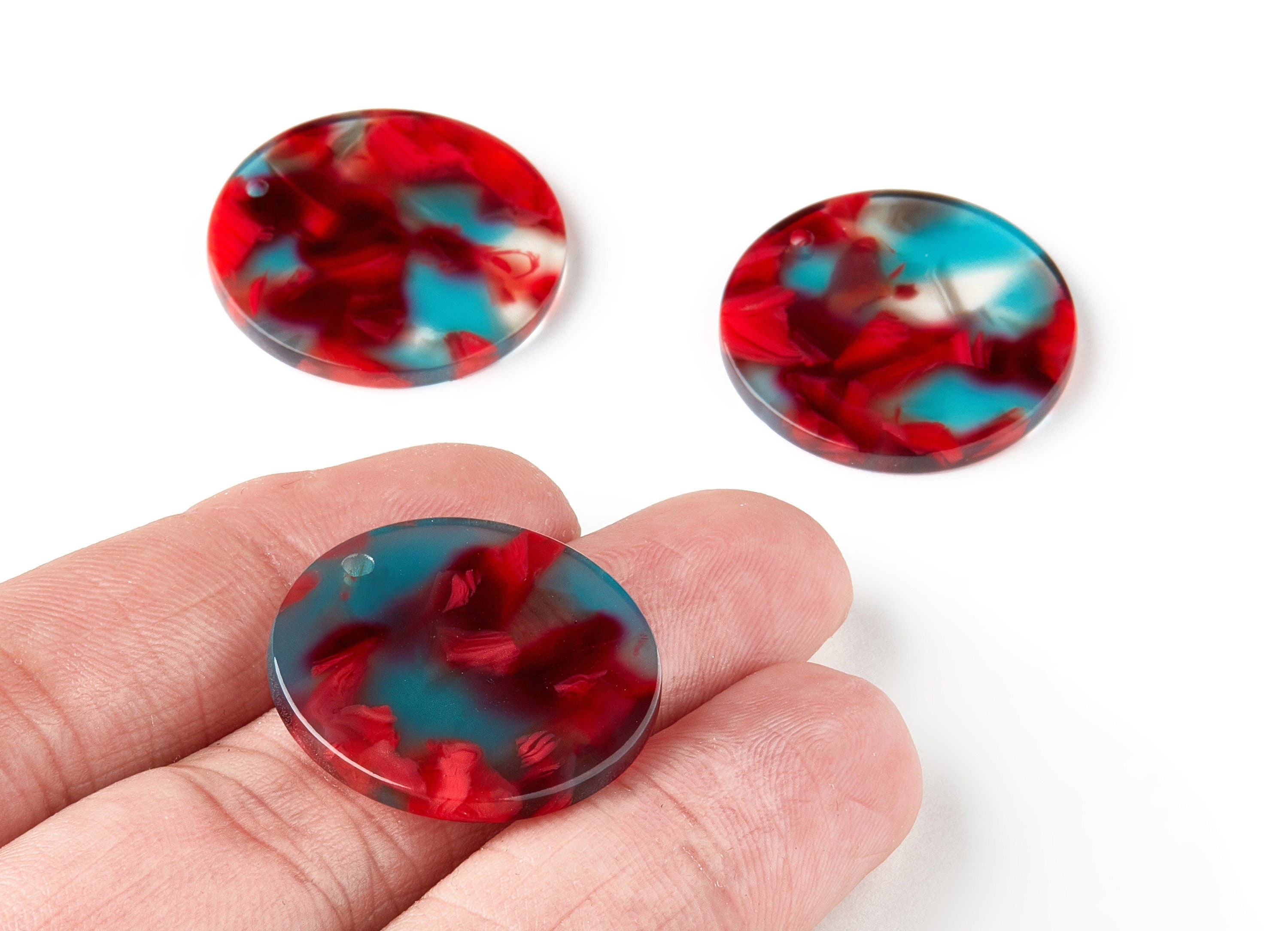 Acetate Round Earring Charms - Circle Pendant - Earring Findings - Jewelry Supplies - Color Code: A185 - 25.58x25.58x2.5mm - AC1485-A185 - DOMEDBAZAAR