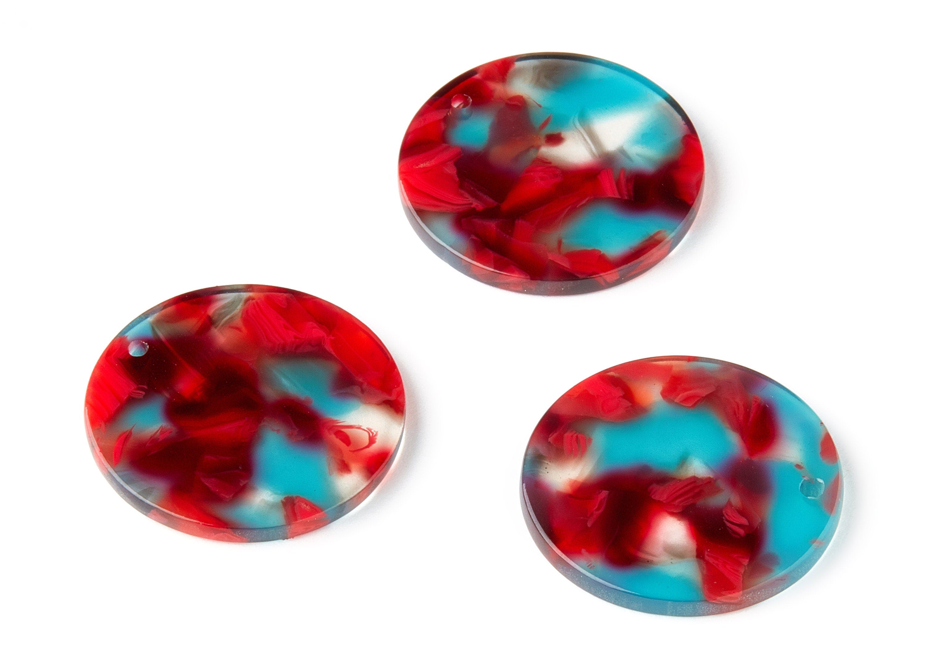 Acetate Round Earring Charms - Circle Pendant - Earring Findings - Jewelry Supplies - Color Code: A185 - 25.58x25.58x2.5mm - AC1485-A185 - DOMEDBAZAAR