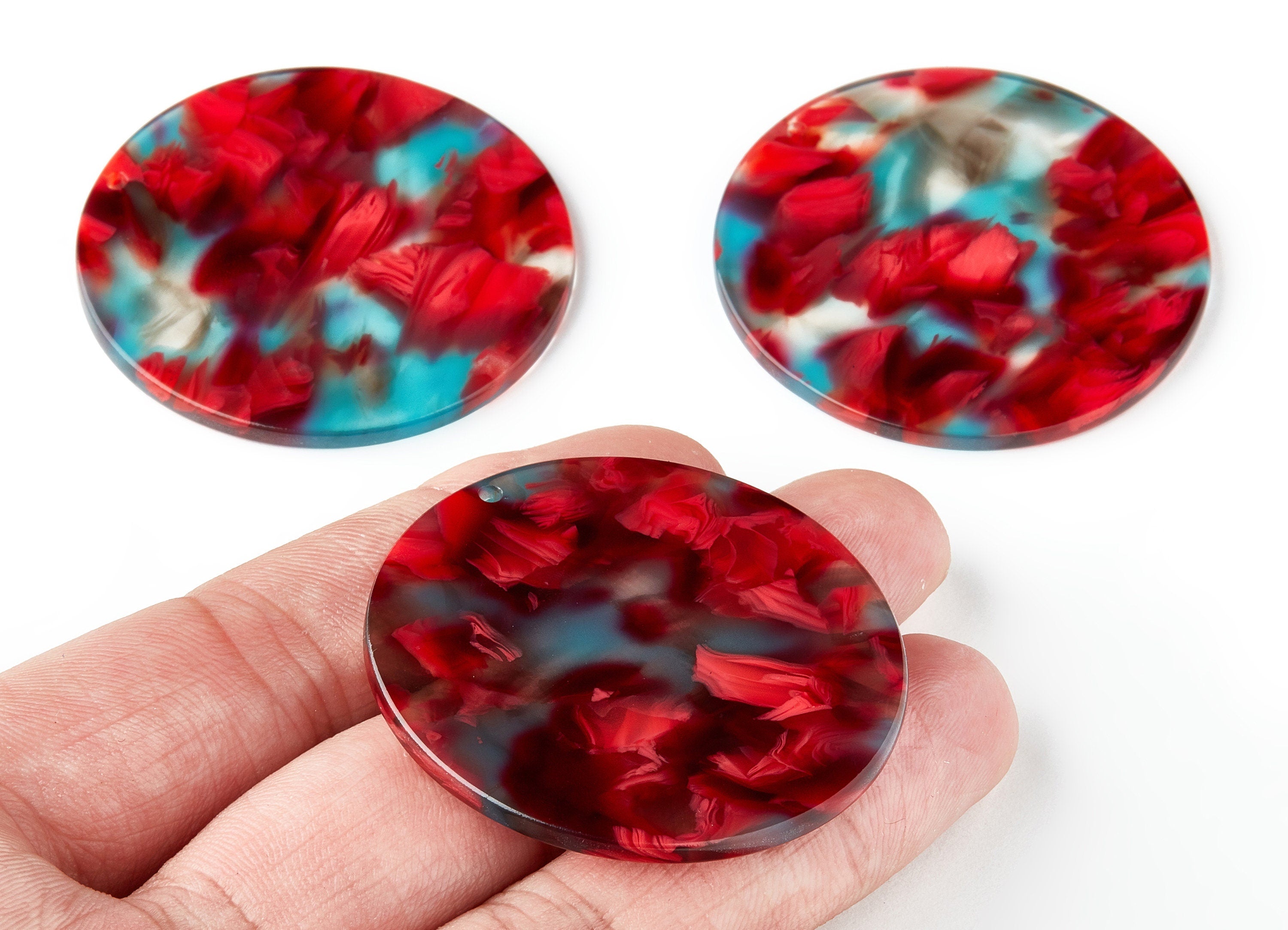 Acetate Round Earring Charm - Circle Shaped Pendant - Earring Findings - Jewelry Supplies - Color Code: A185 - 44.8x44.8x2.6mm - AC1477-A185 - DOMEDBAZAAR