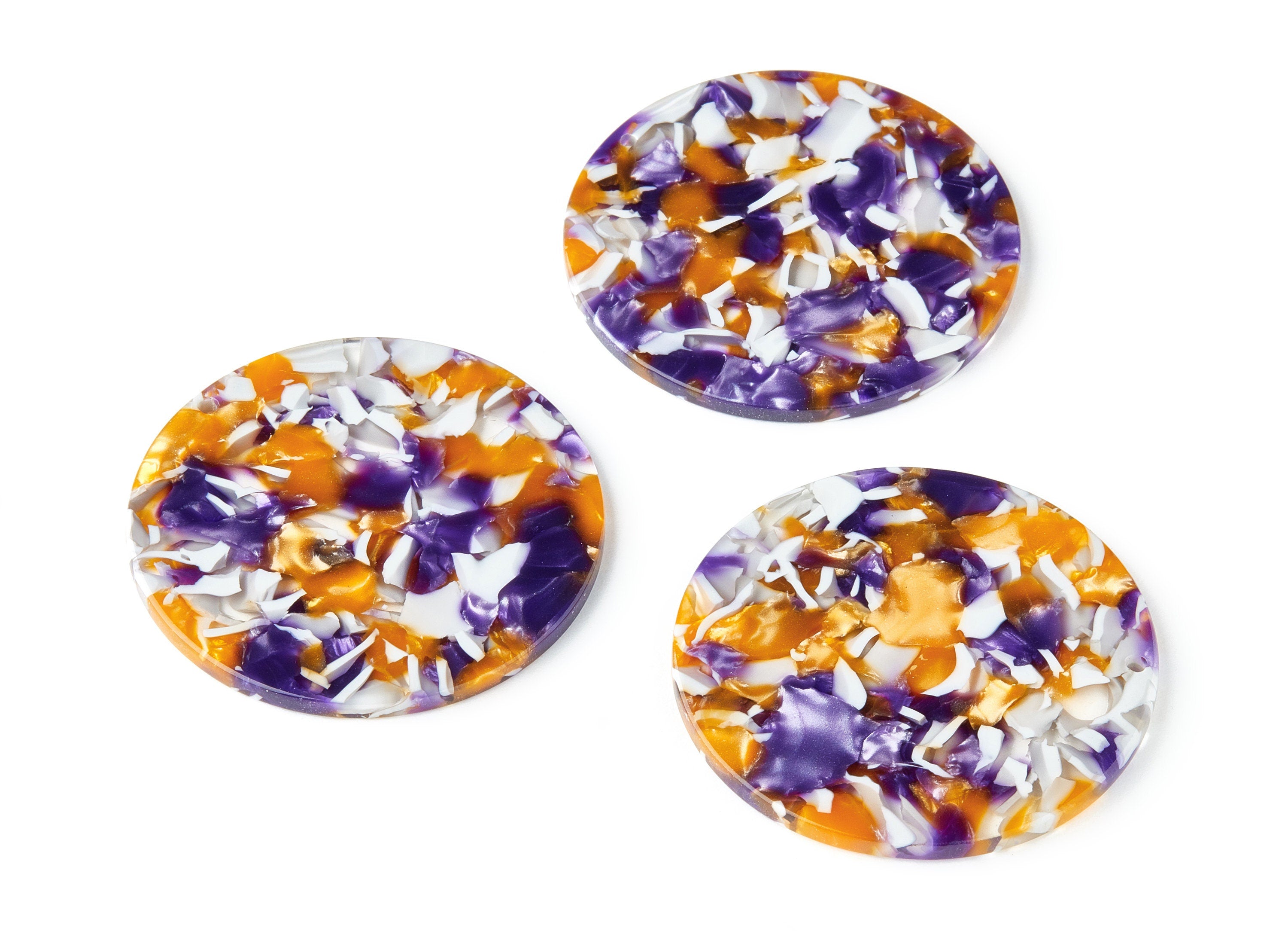 Acetate Round Earring Charm - Circle Shaped Pendant - Earring Findings - Jewelry Supplies - Color Code: A186 - 44.8x44.8x2.6mm - AC1477-A186 - DOMEDBAZAAR