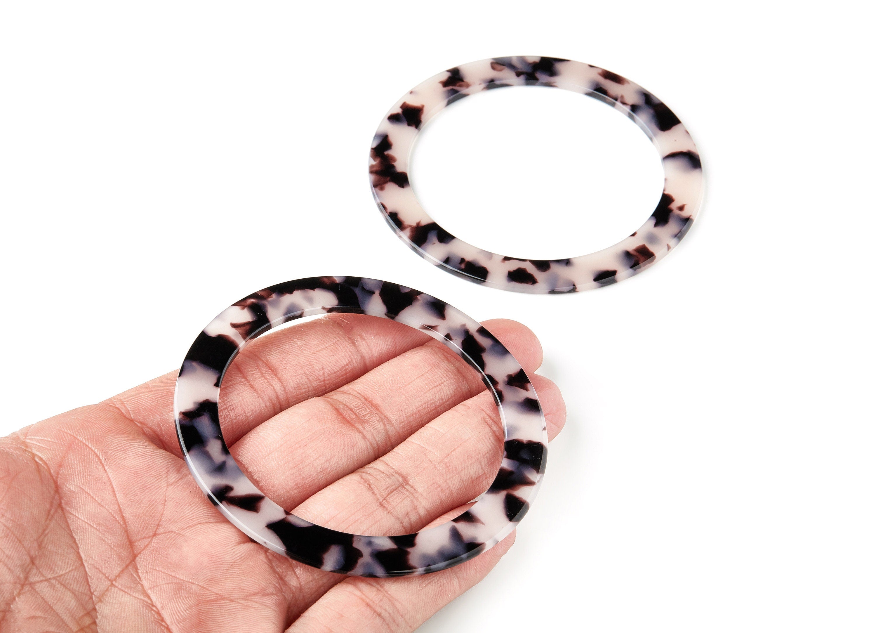 Acetate Acrylic Earring Charms - No Hole - Blonde Tortoise Shell Earrings - Circle Pendant - Color Code: A06 - 75x75x2.5mm - AC1425B - DOMEDBAZAAR