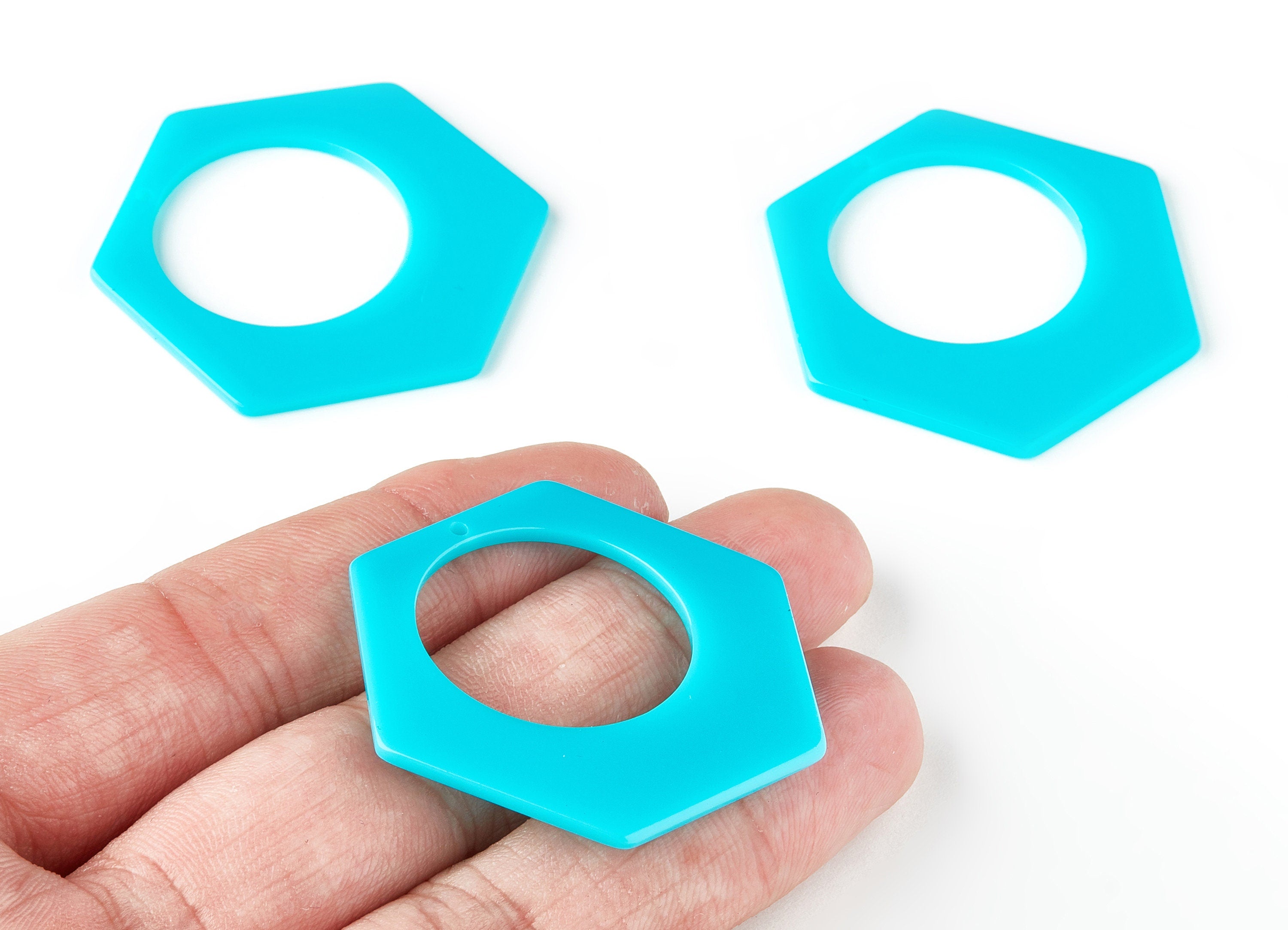 Acrylic Hexagon Earring Charms - Hexagon Pendant - Earring Findings - Jewelry Supplies - Color Code: A178 - 38.64x43.78x2.24mm - AC1469-A178 - DOMEDBAZAAR