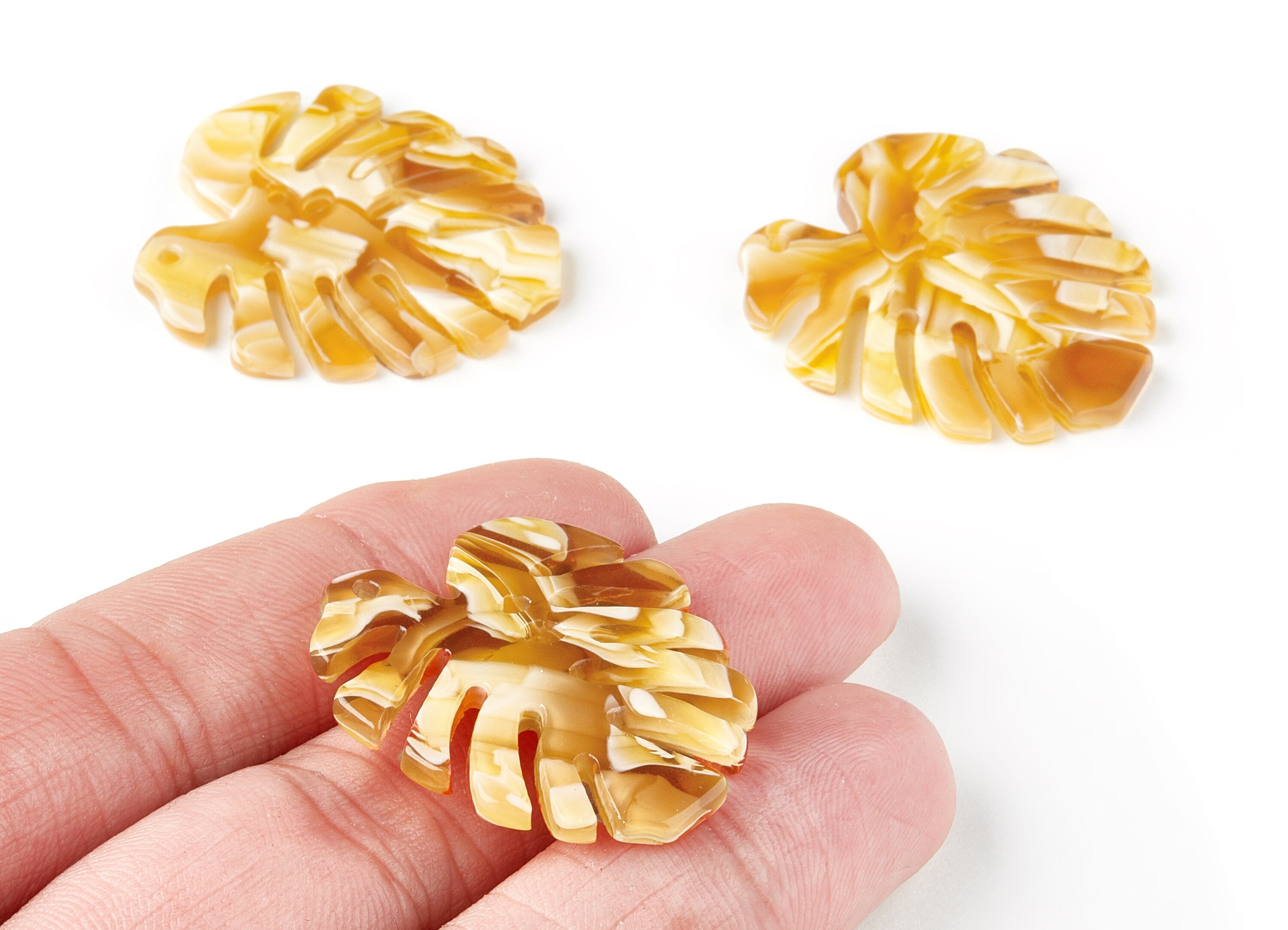 Acetate Leaf Earring Charms - Leaf Shaped Pendant - Earring Findings - Jewelry Supplies - Color Code:A188 - 32.98x30.5x2.66mm - AC1181-A188 - DOMEDBAZAAR