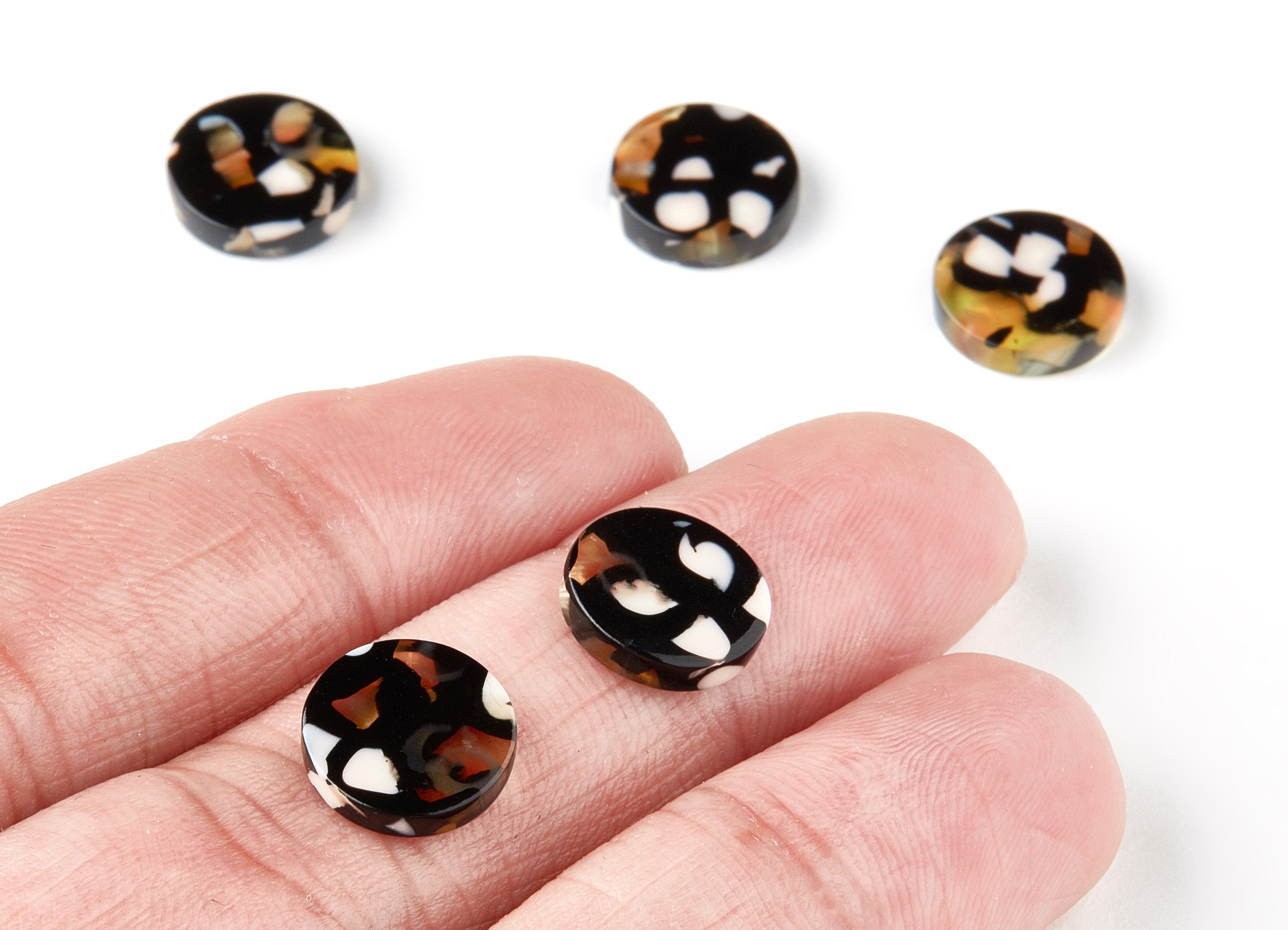 Acetate Round Earring Charms - Acrylic Circle Pendant - Earring Findings - Jewelry Supplies - Color Code: A193 - 11x11x2.66mm - AC1483-A193 - DOMEDBAZAAR