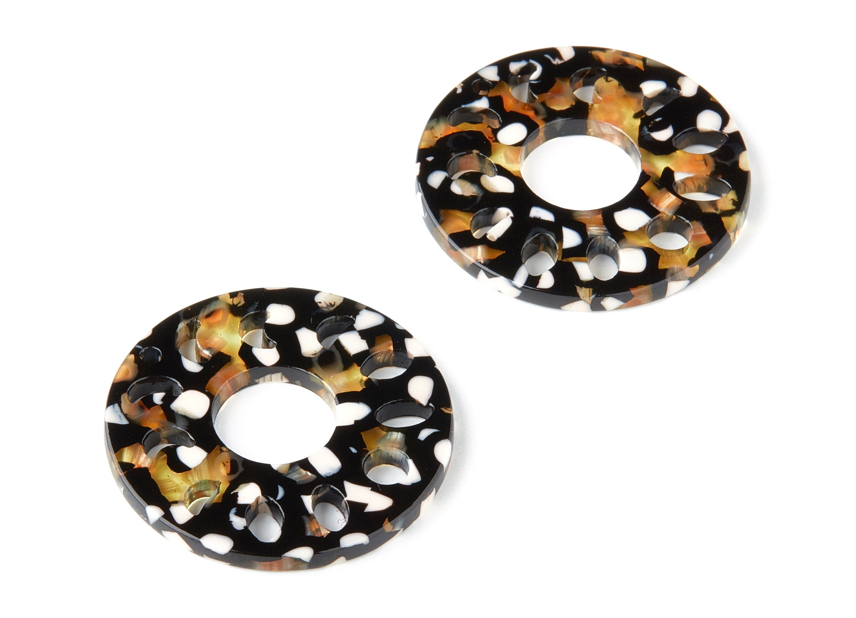 Acetate Round Earring Charms - Circle Pendant - Earring Findings - Jewelry Supplies - Color Code: A193 - 32.42x32.42x2.63mm - AC1482-A193 - DOMEDBAZAAR