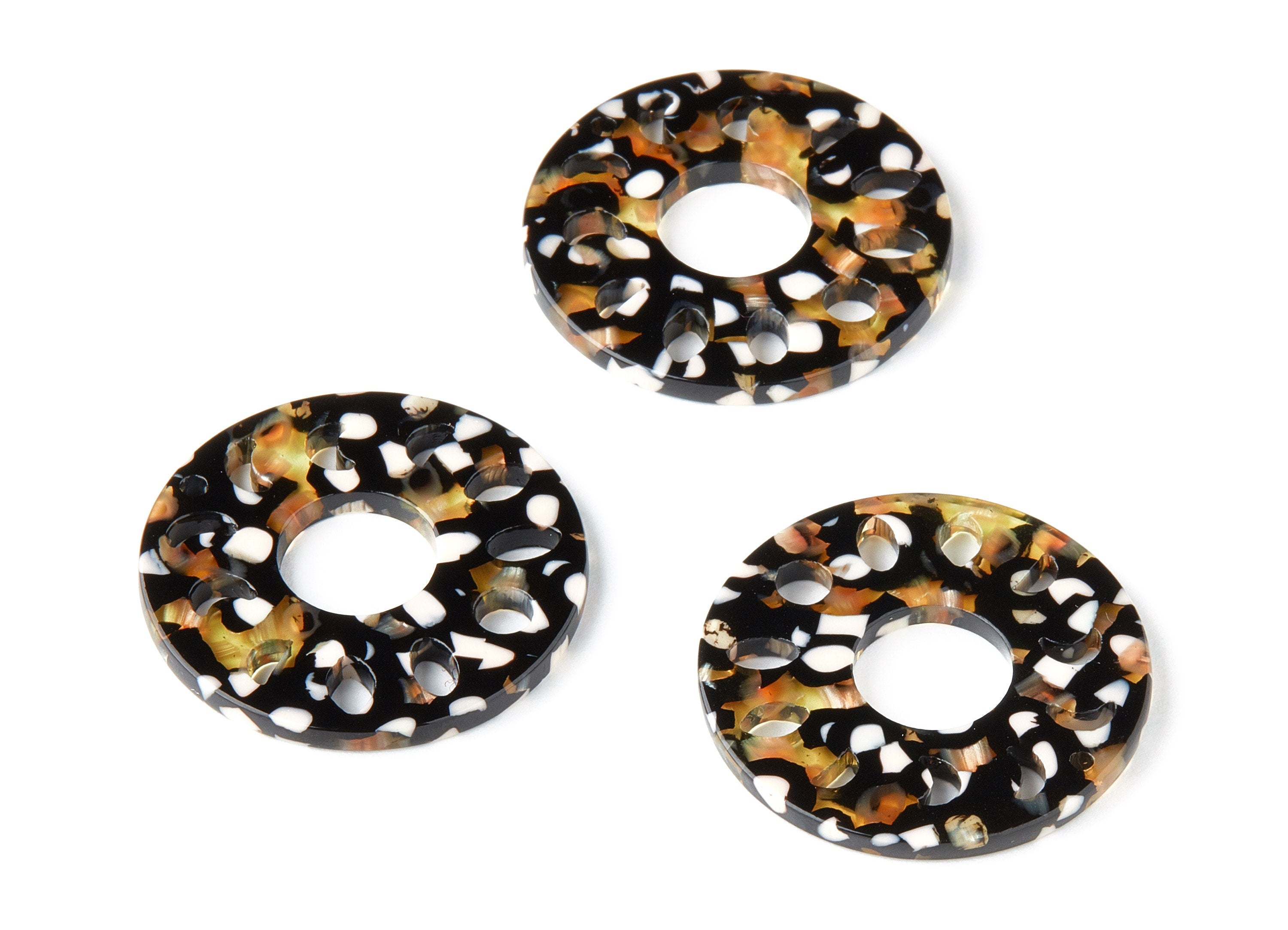 Acetate Round Earring Charms - Circle Pendant - Earring Findings - Jewelry Supplies - Color Code: A193 - 32.42x32.42x2.63mm - AC1482-A193 - DOMEDBAZAAR