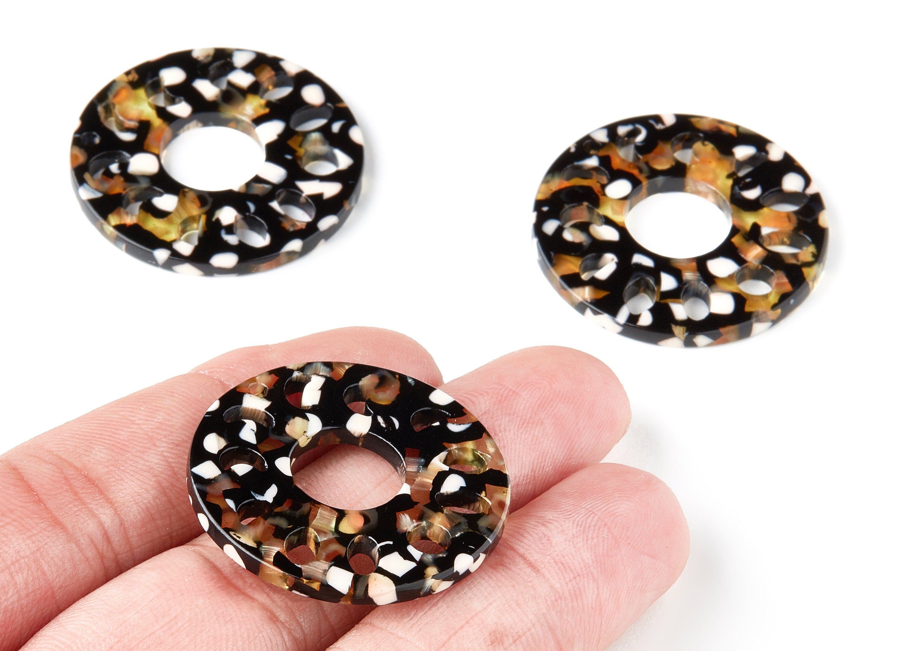 Acetate Round Earring Charms - Circle Pendant - Earring Findings - Jewelry Supplies - Color Code: A193 - 32.42x32.42x2.63mm - AC1482-A193 - DOMEDBAZAAR