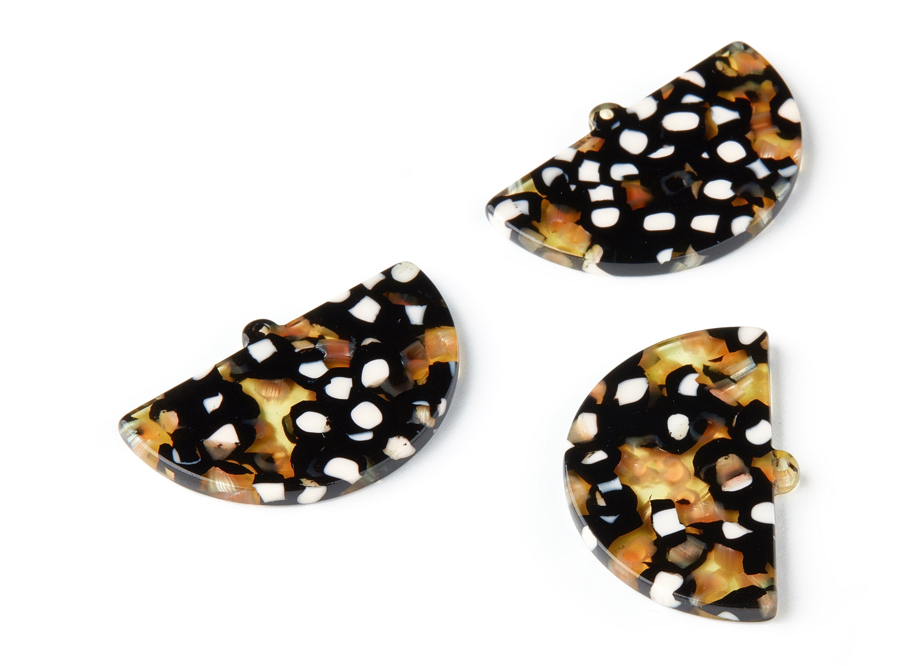 Acetate Semicircle Charms - Semicircle Earrings and Pendant - Earring Findings - Color Code: A193 - 34.5x22.14x2.67mm - AC1522-A193 - DOMEDBAZAAR