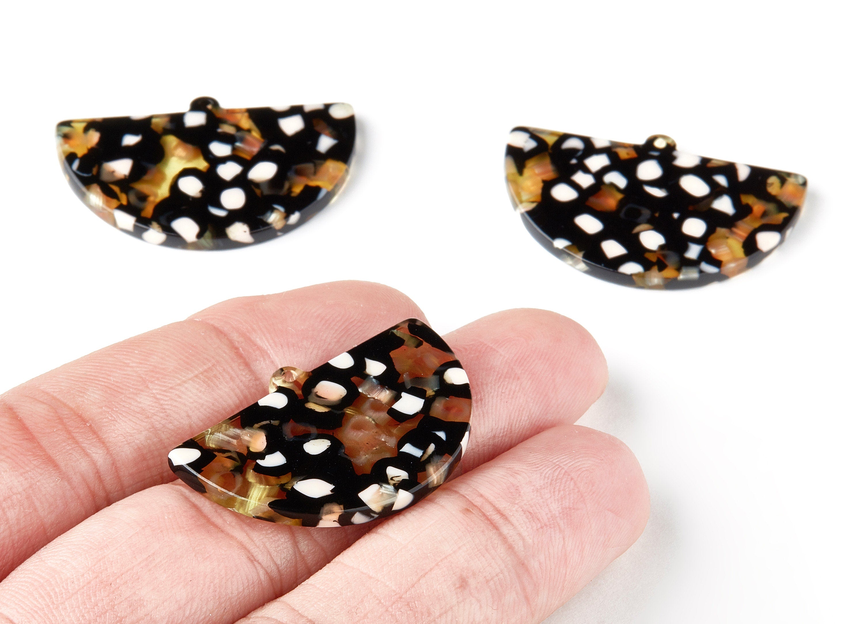 Acetate Semicircle Charms - Semicircle Earrings and Pendant - Earring Findings - Color Code: A193 - 34.5x22.14x2.67mm - AC1522-A193 - DOMEDBAZAAR