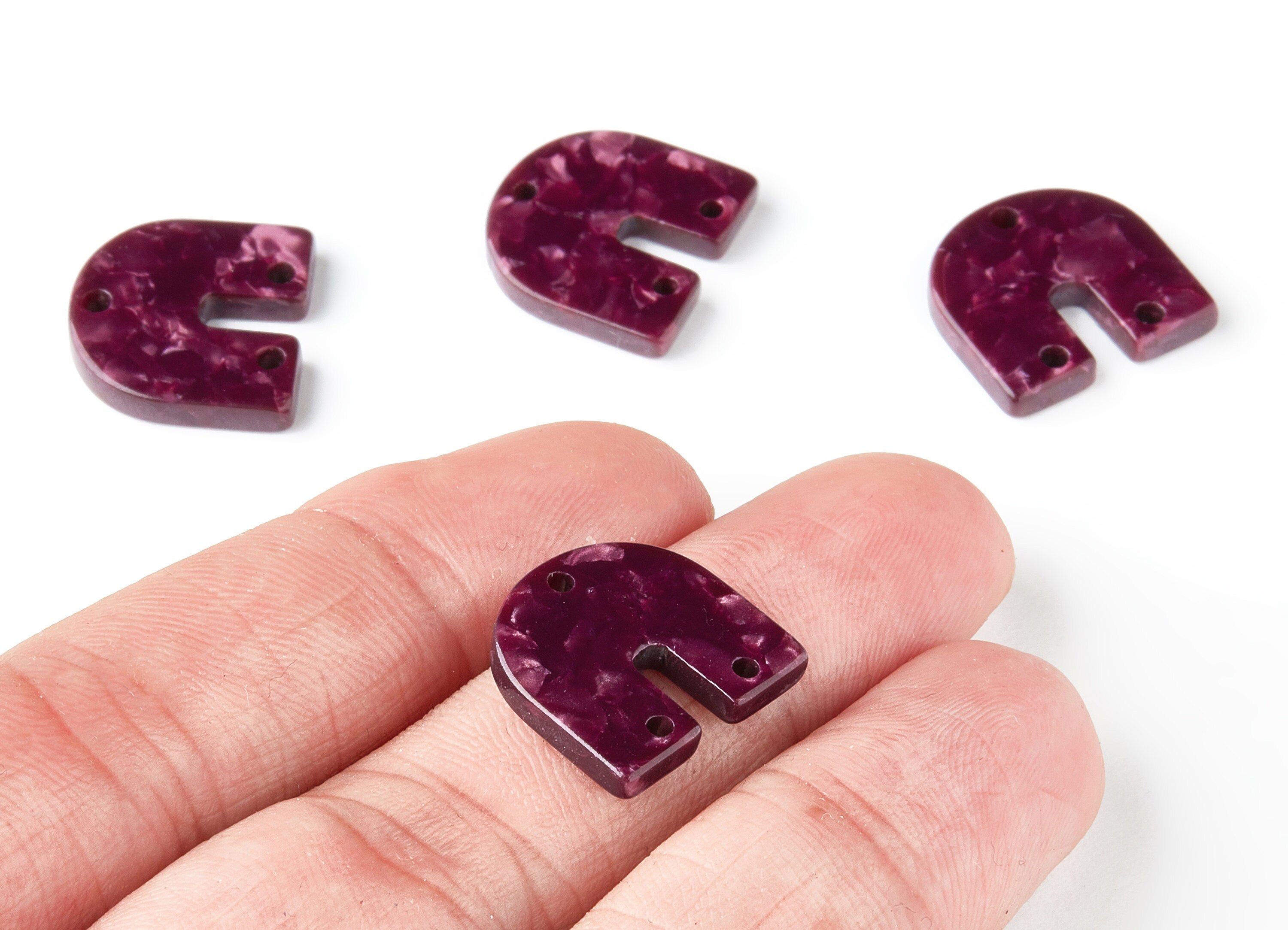 Acetate U Earring Connectors 3 Holes - U Pendant - Earring Findings - Jewelry Supplies - Color Code: A159 - 15.76x16.85x2.6mm - AC1467-A159 - DOMEDBAZAAR