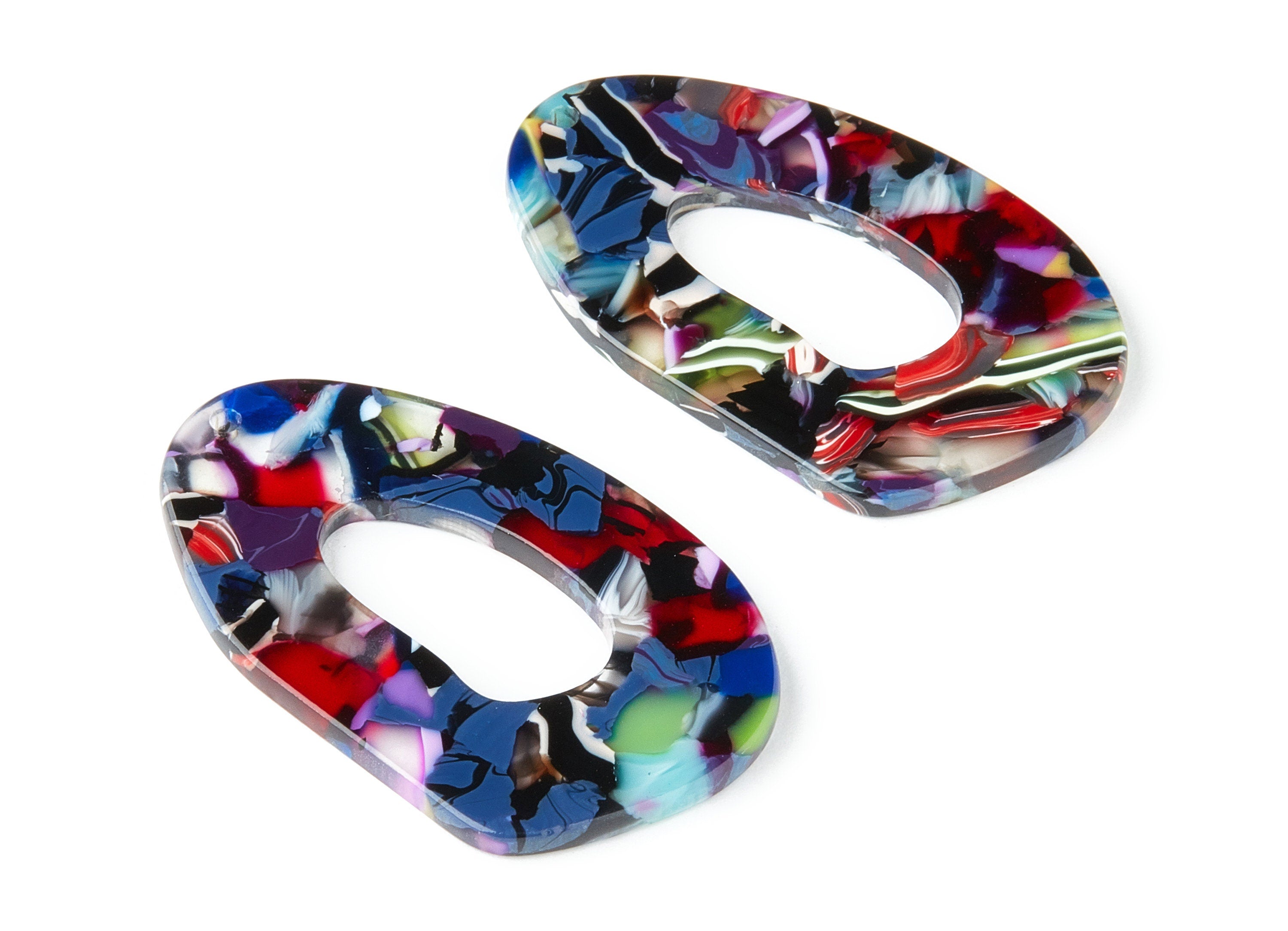 Acetate Oval Charms - Oval Earrings and Pendant - Earring Findings - Jewelry Supplys - Color Code: A212 - 45.6x28.03x5.55mm - AC1508-A212 - DOMEDBAZAAR