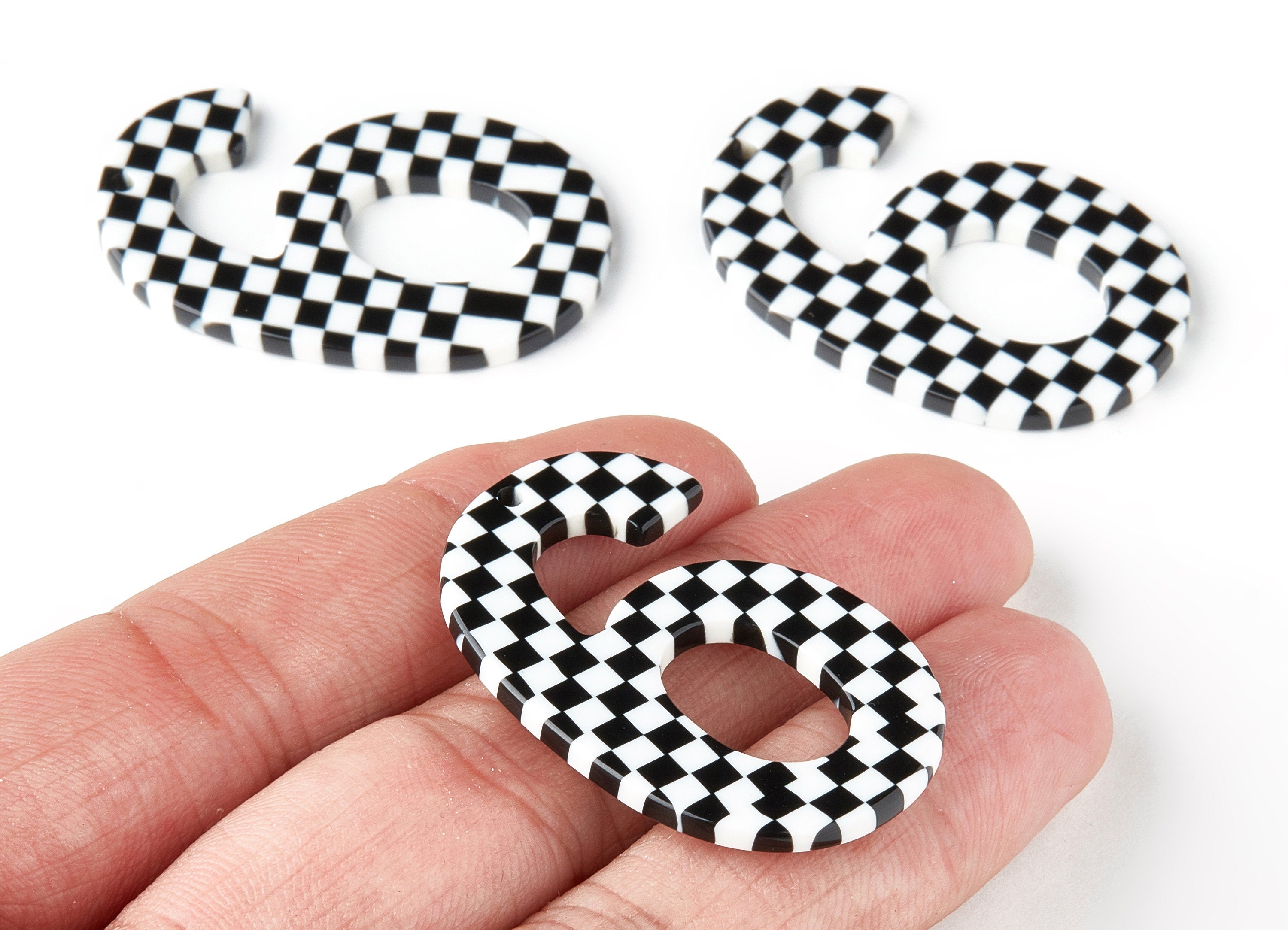 Acetate Number 6 Earring Charms - Number 6 Pendant - Earring Findings - Jewelry Supplies - Color Code: A175 - 39x25.38x2.38mm - AC1463-A175 - DOMEDBAZAAR