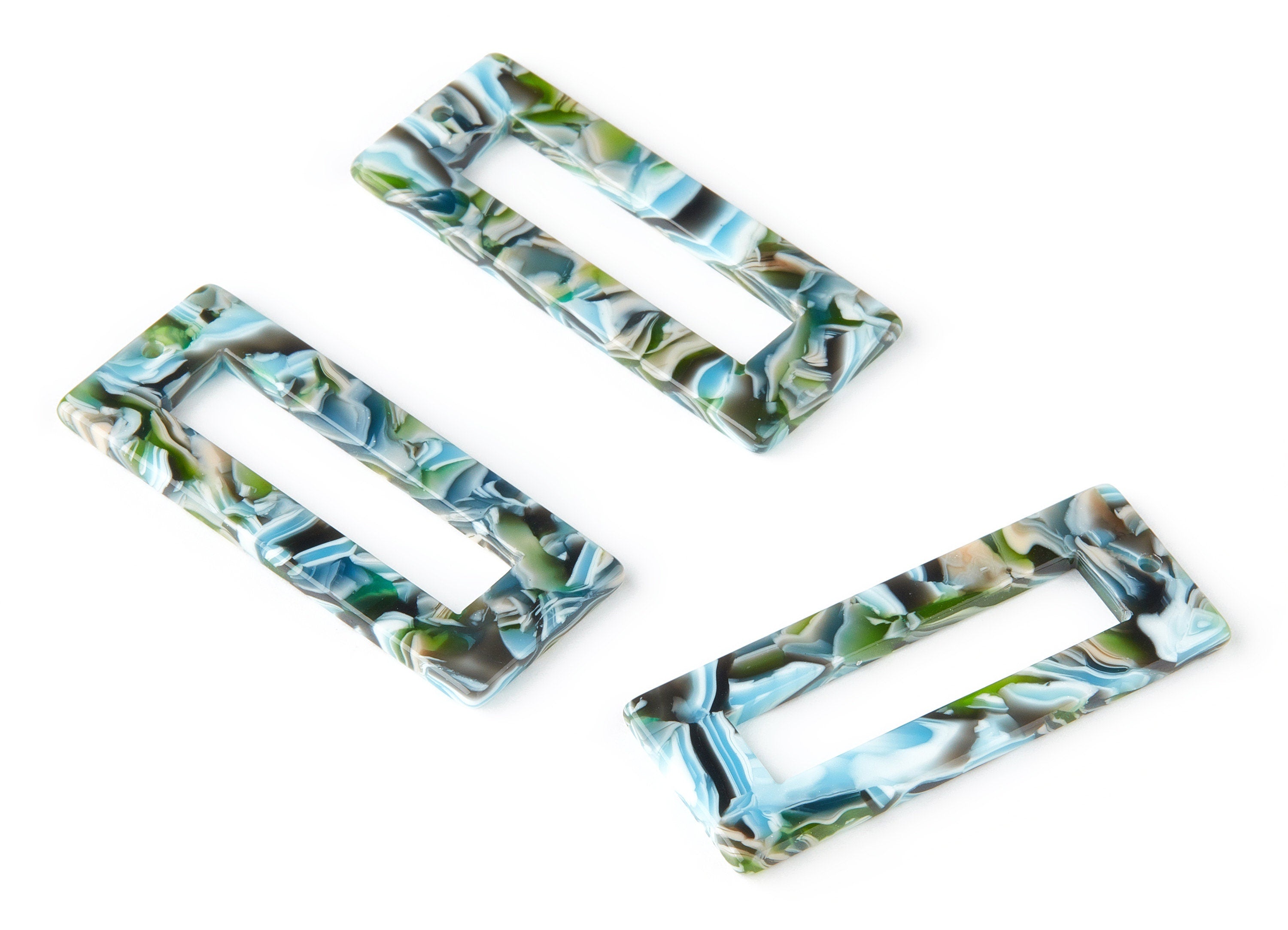 Acetate Rectangle Charms - Rectangle Pendant - Earring Findings - Jewelry Supplies - Color Code: A205 - 48.64x19.44x2.66mm - AC1025-A205 - DOMEDBAZAAR