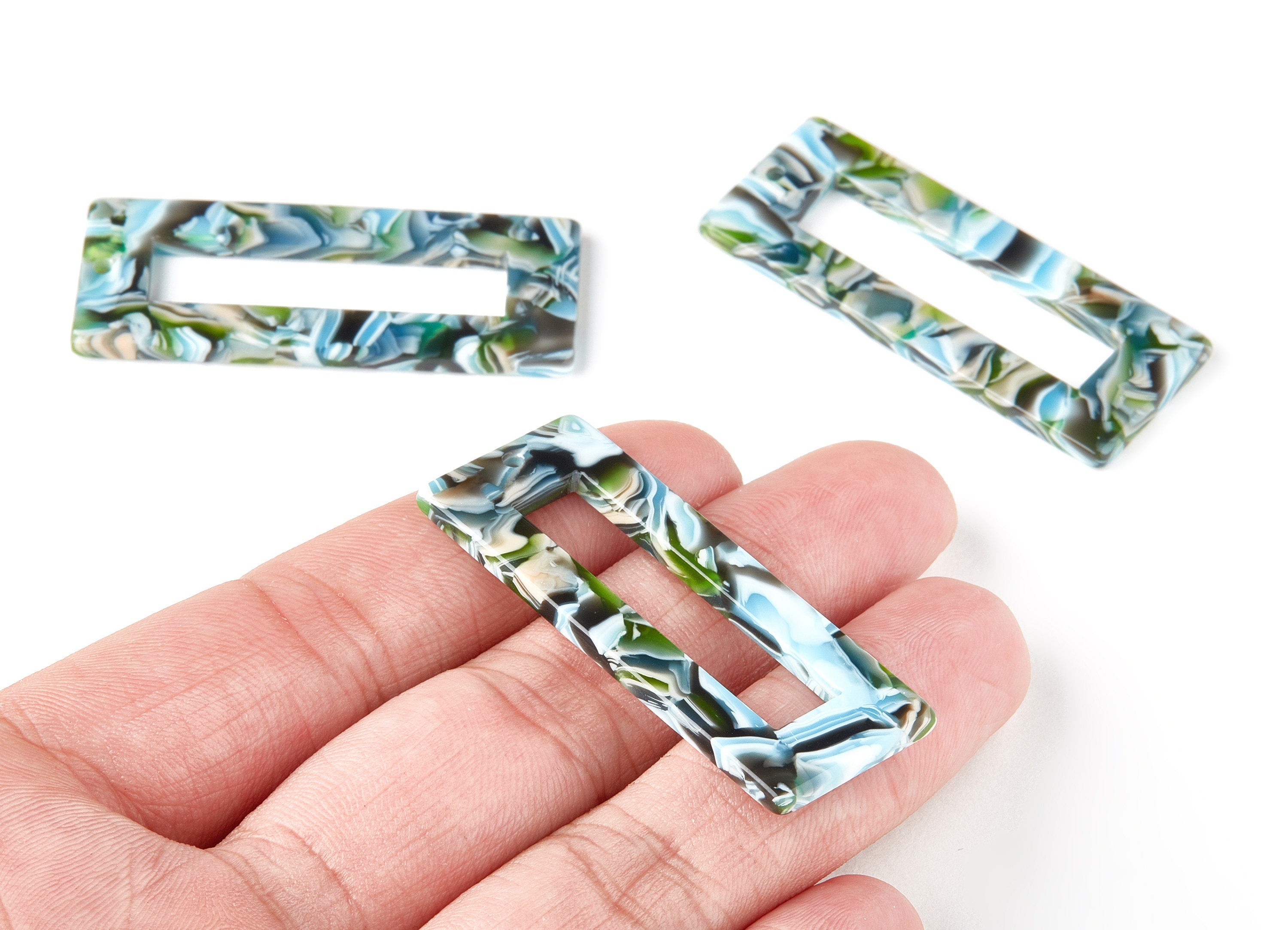 Acetate Rectangle Charms - Rectangle Pendant - Earring Findings - Jewelry Supplies - Color Code: A205 - 48.64x19.44x2.66mm - AC1025-A205 - DOMEDBAZAAR