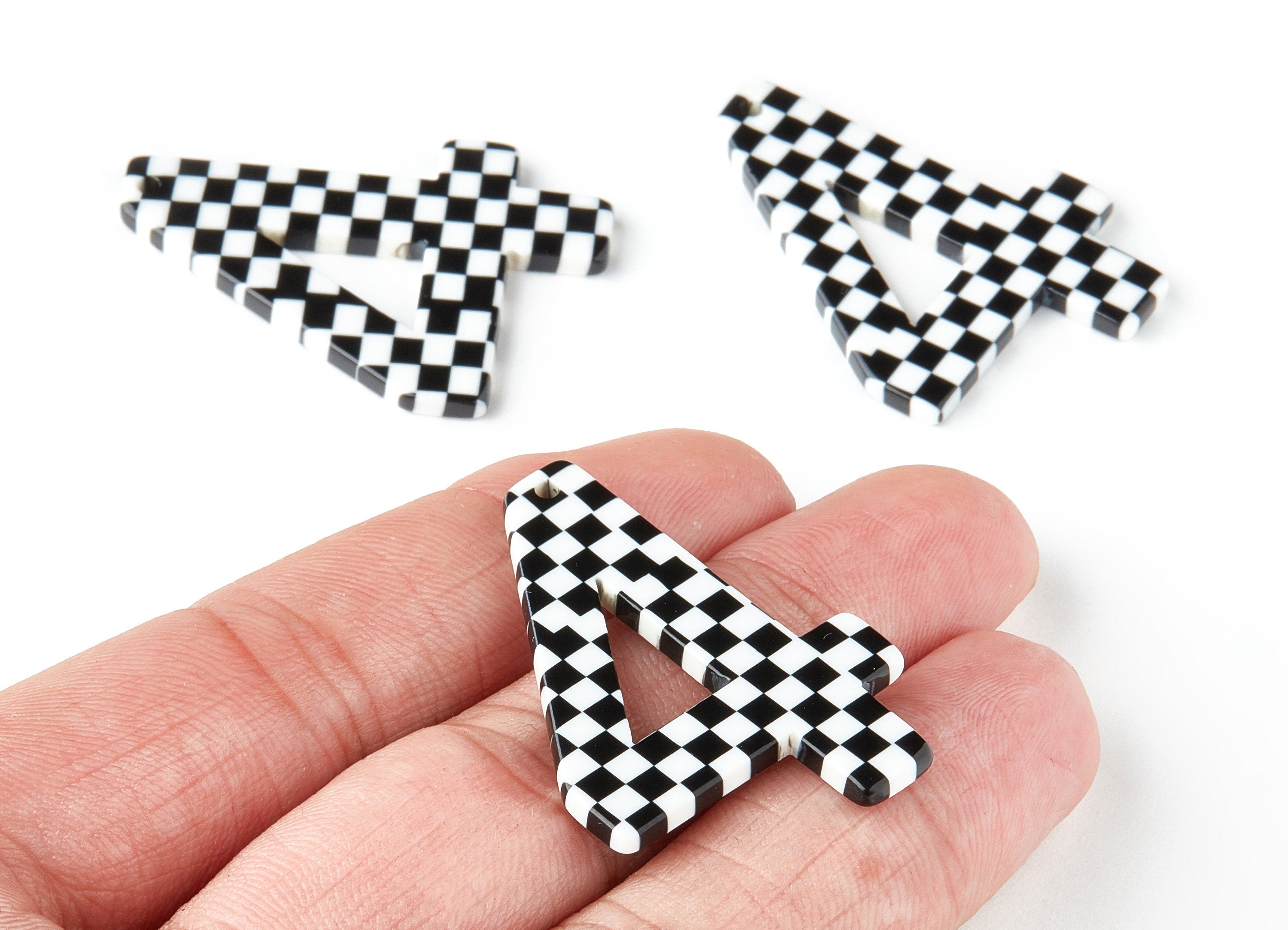Acetate Number 4 Earring Charms - Number 4 Pendant - Earring Findings - Jewelry Supplies - Color Code: A175 - 38.93x28x2.38mm - AC1461-A175 - DOMEDBAZAAR
