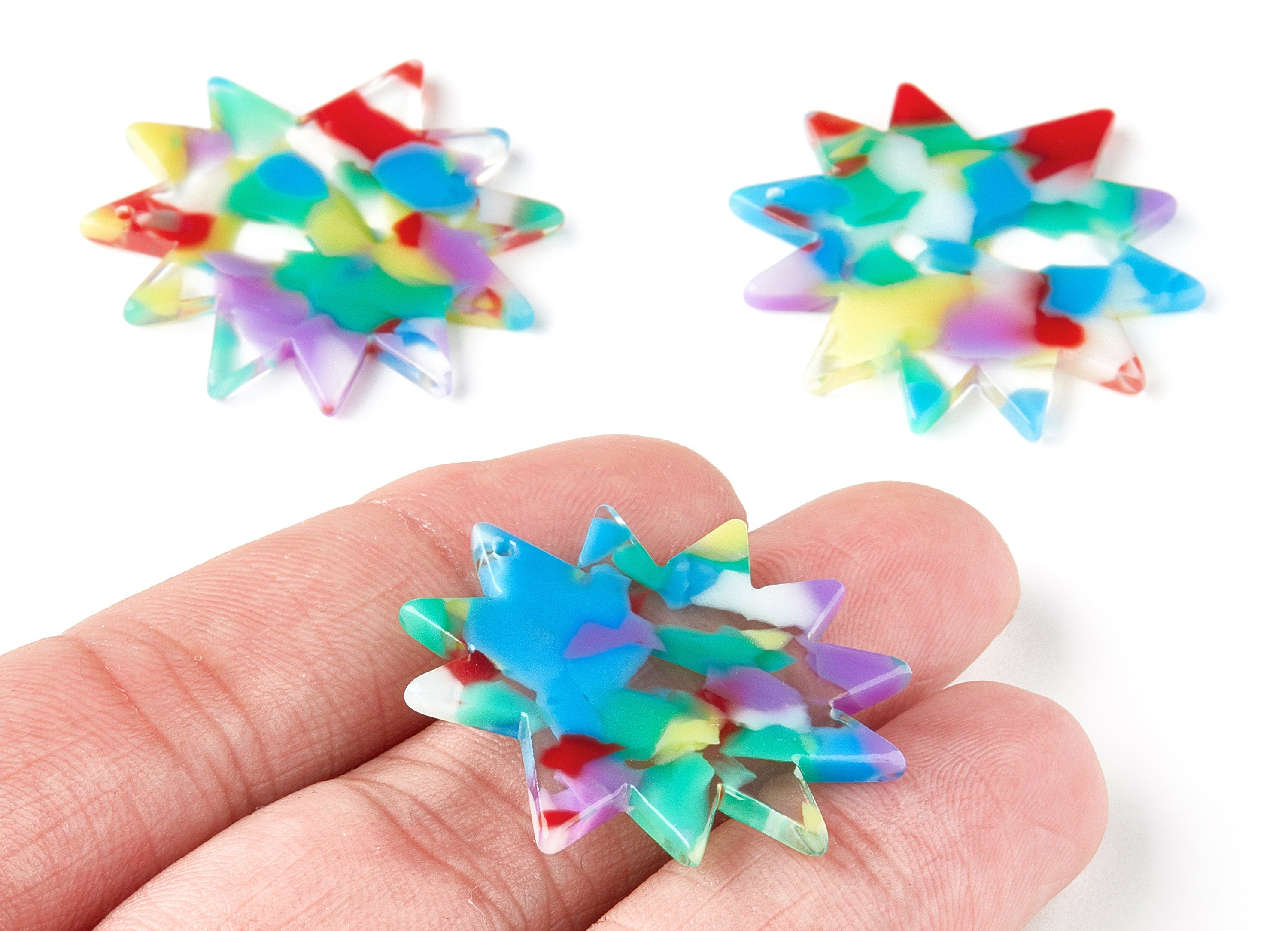 Acetate Sun Charms - Sun Earrings and Pendant - Earring Findings - Jewelry Supplys - Color Code: A215 - 35.11x35.11x2.6mm - AC1516-A215 - DOMEDBAZAAR