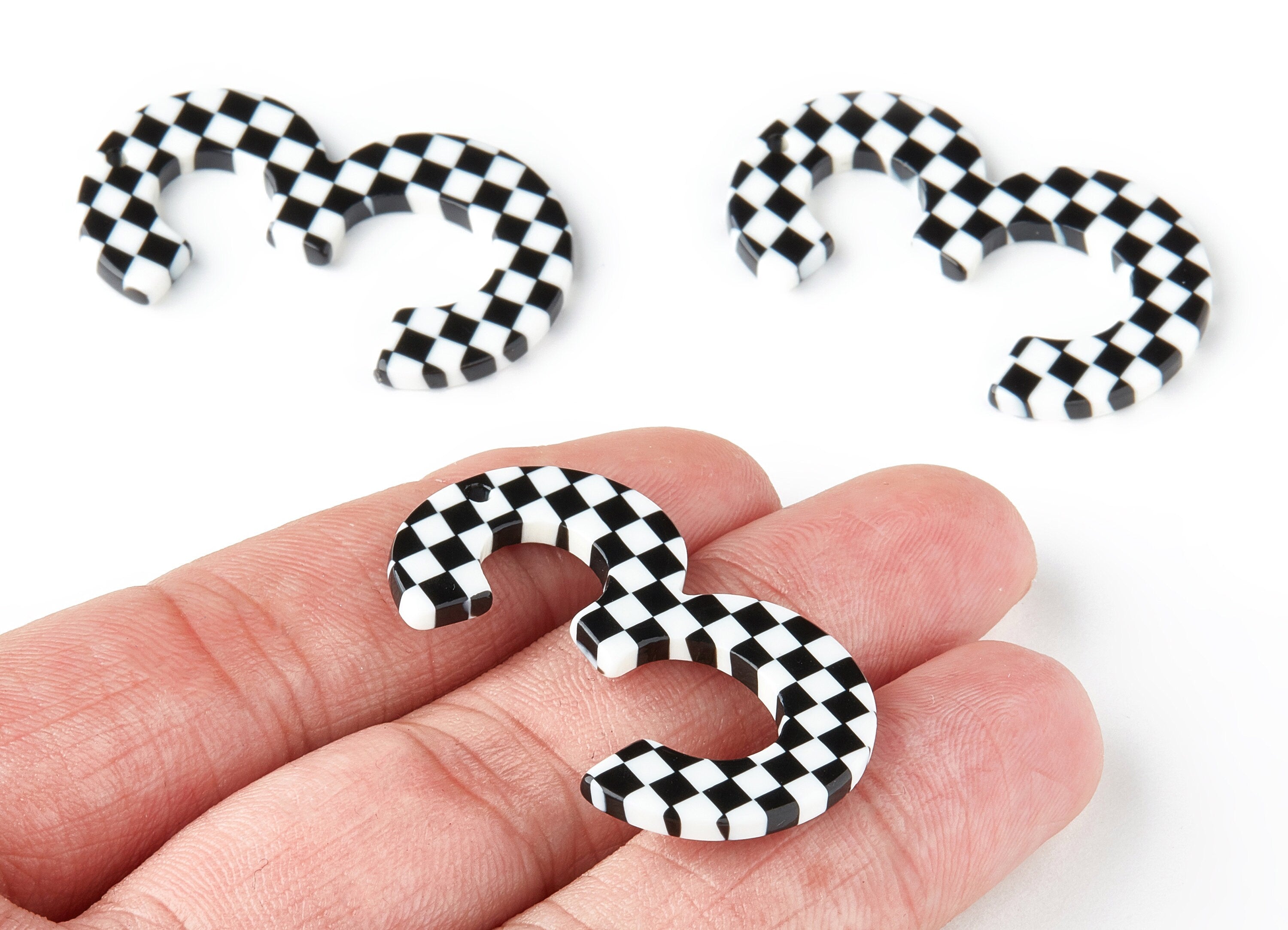 Acetate Number 3 Earring Charms - Number 3 Pendant - Earring Findings - Jewelry Supplies - Color Code: A175 - 39.39x25.64x2mm - AC1460-A175 - DOMEDBAZAAR