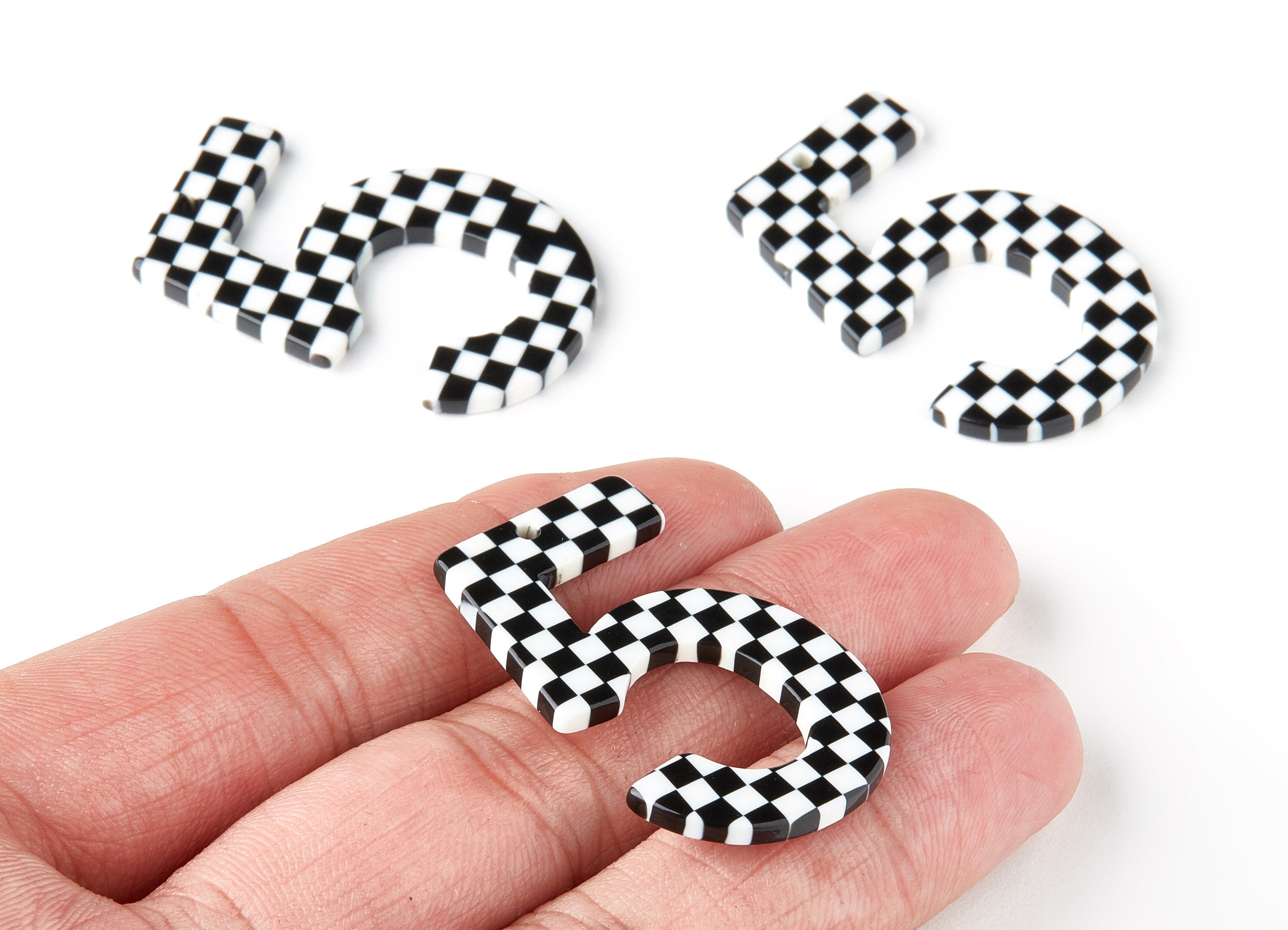 Acetate Number 5 Earring Charms - Number 5 Pendant - Earring Findings - Jewelry Supplies - Color Code: A175 - 38.7x25.7x2.38mm - AC1462-A175 - DOMEDBAZAAR